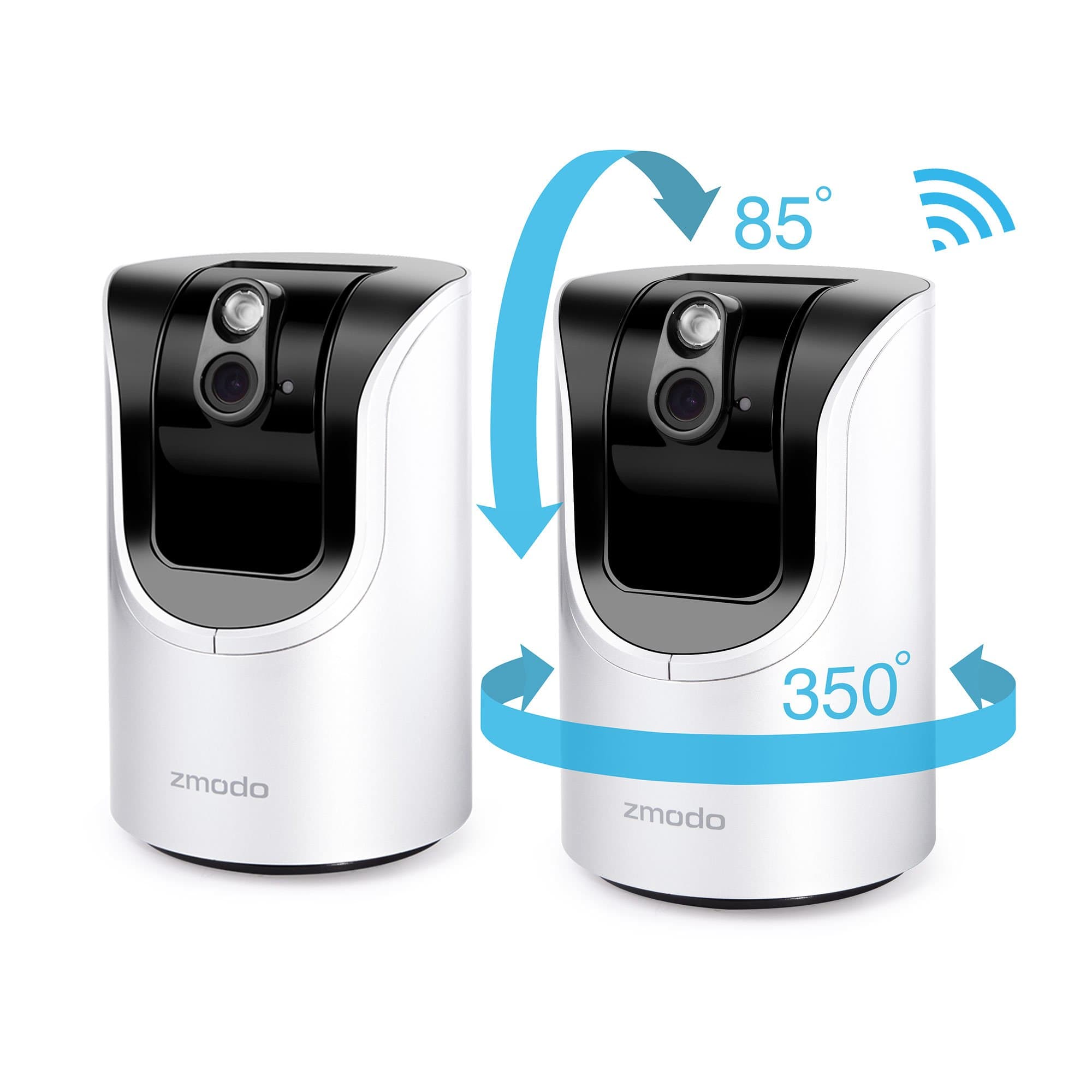 Zmodo Pan Tilt 720p HD WiFi Wireless IP Network Smart Home Video Security Camera Two-Way Audio (2 Pack)