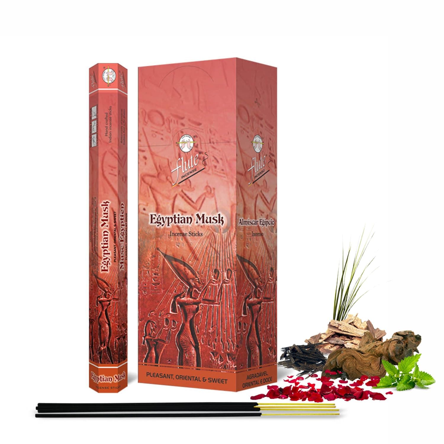 Flute Egyptian Musk Premium Incense Sticks | Pack of 120 Sticks | Ancient Egyptian Secret for Rejuvenation and Stress Relief