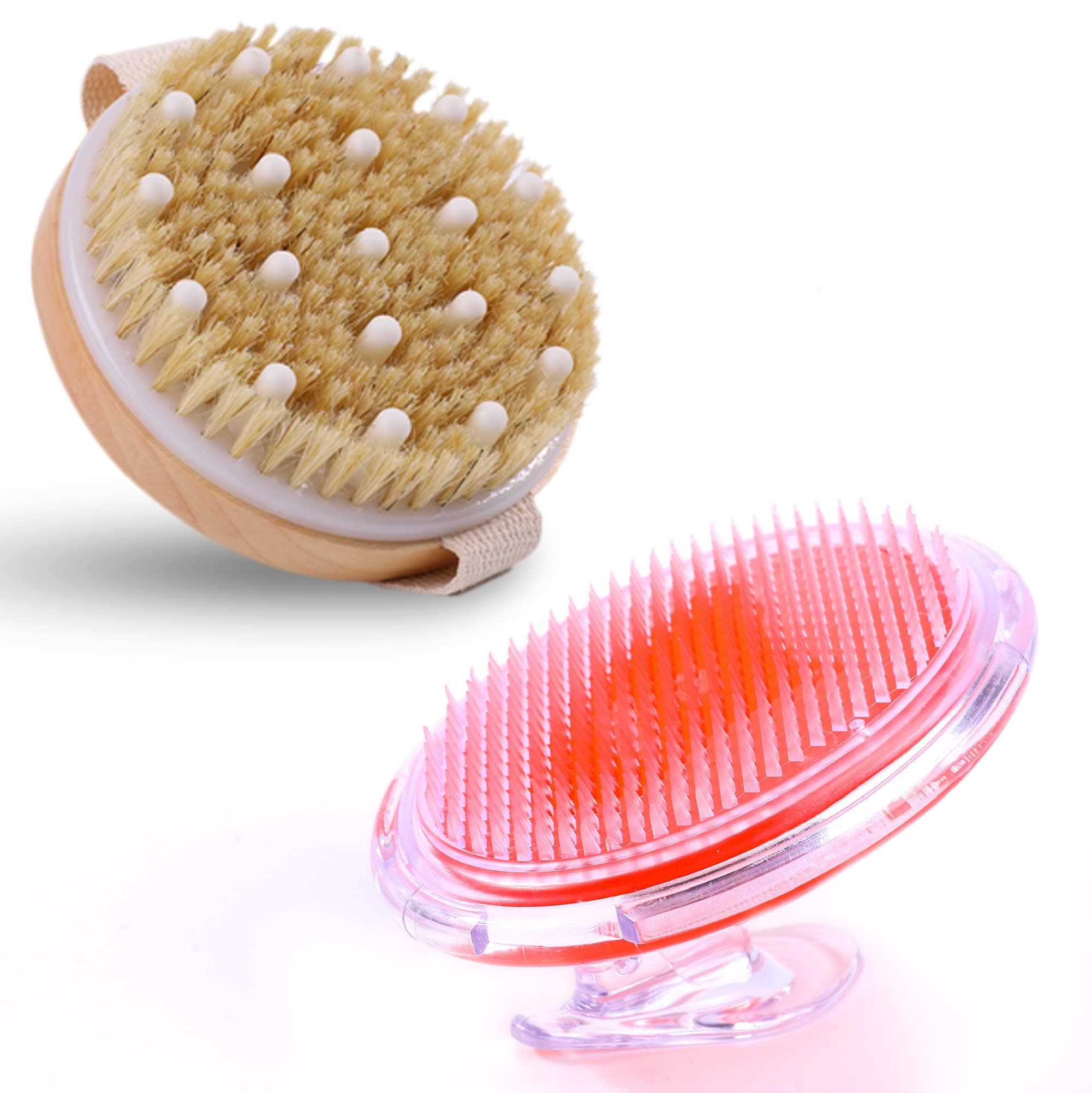 Exfoliating Body Cellulite Massager Brush (1pcs)+Ingrown hair brush(1pcs),Skin Care Set for Softer,Glowing Skin,Get Rid of Cellulite,Improve Circulation,Treat and Prevent Razor Bumps and Ingrown Hair
