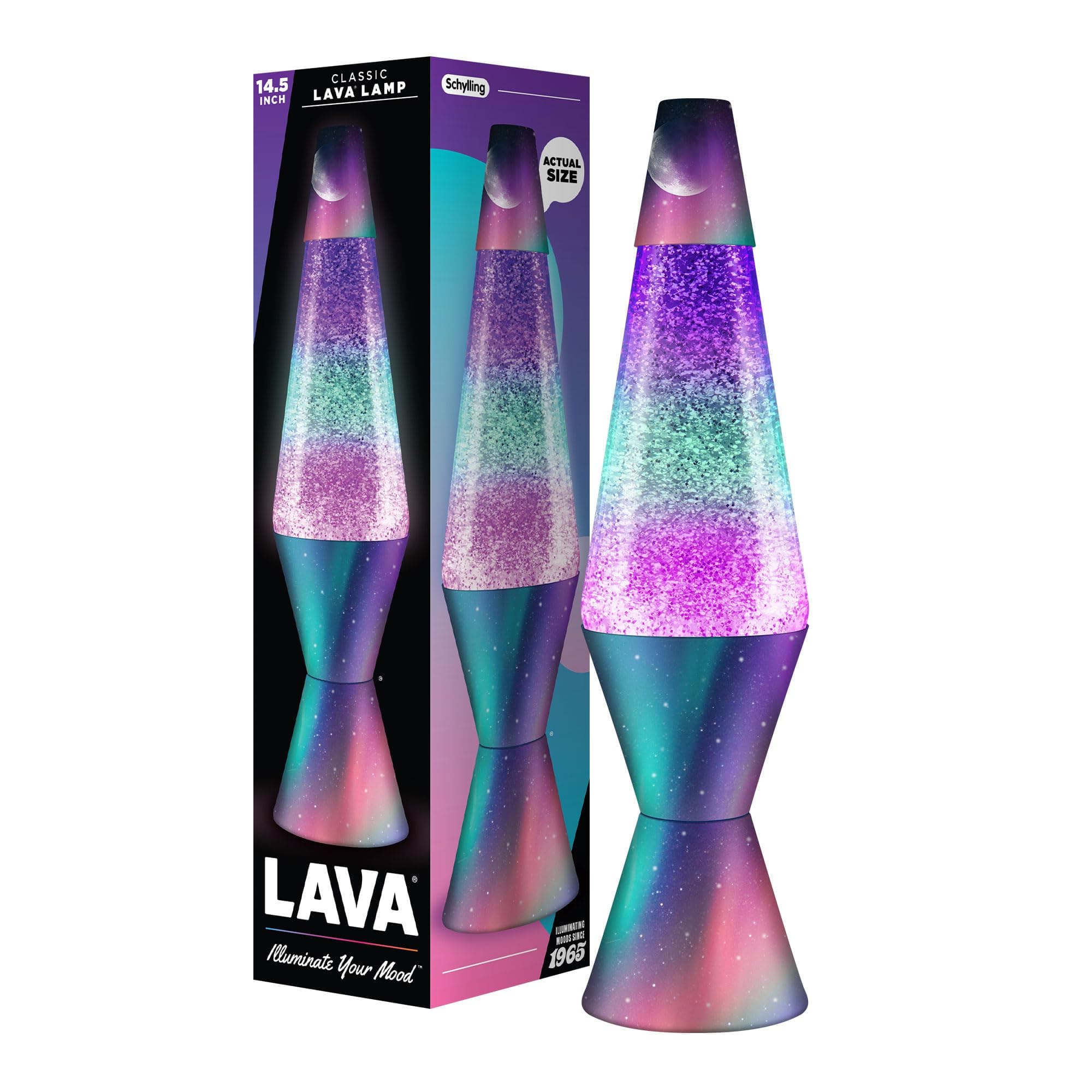 Lava Original Lamp - 14.5" Polar Glimmer - Silver Glitter, Multicolor Base and Globe- Home Décor Motion Light - 2048