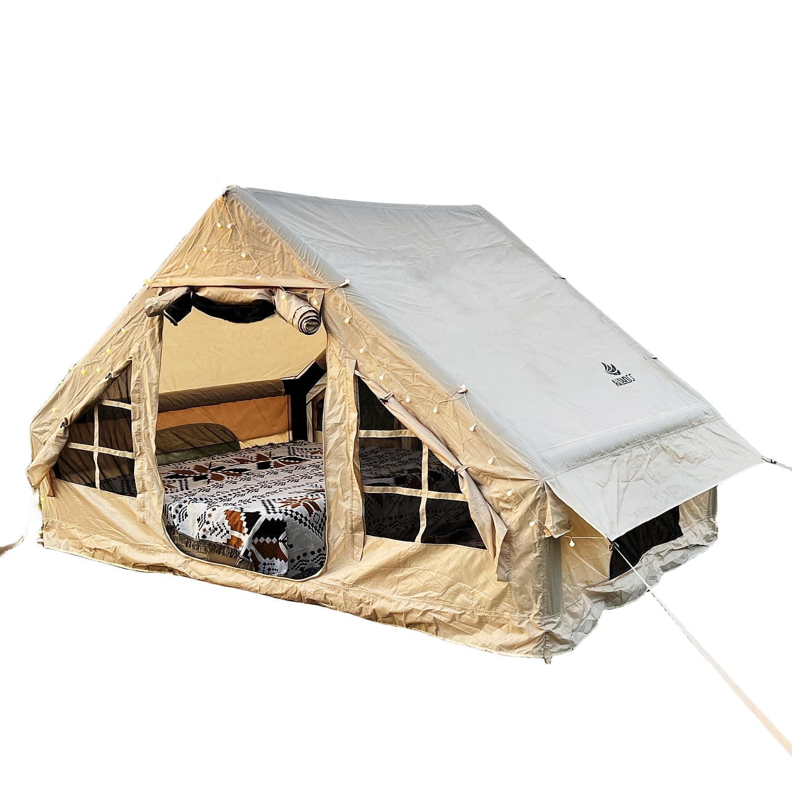 Inflatable Camping Tent for 4-6 Person, Easy Setup Waterproof Outdoor Oxford Tents with Pump,Self-Supporting Structure Inflatable House Tent, Cabin Tent with Mesh Windows & Doors