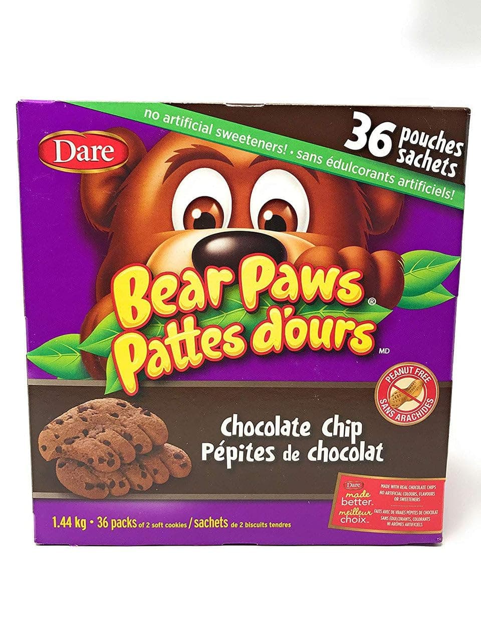 Bear Paws Chocolate Chip Cookies, 36packs, 1.44kg/3.2lbs