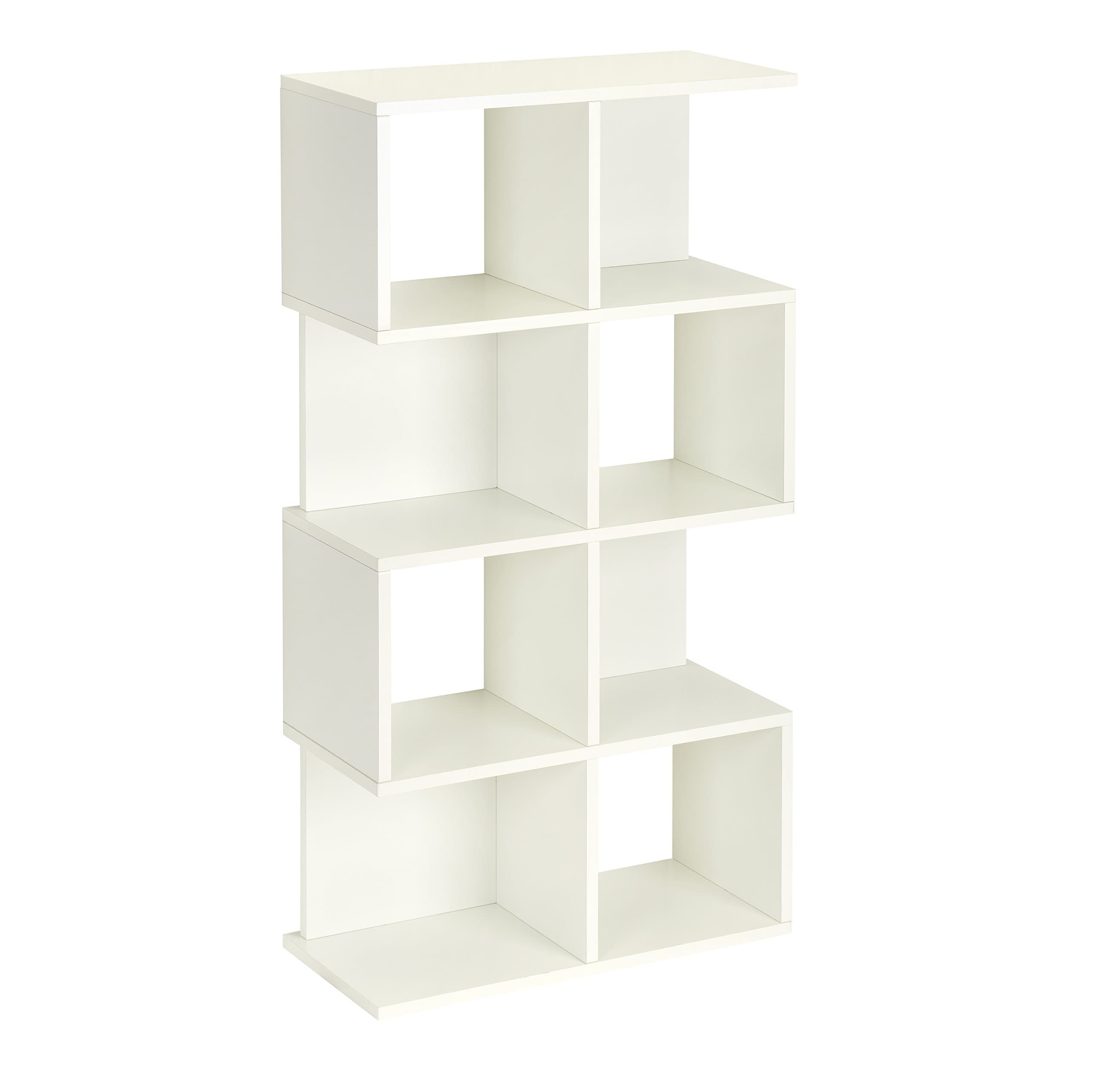 Way Basics Eco 4 Shelf Malibu Bookcase and Storage Shelf, White (made from sustainable non-toxic zBoard paperboard)