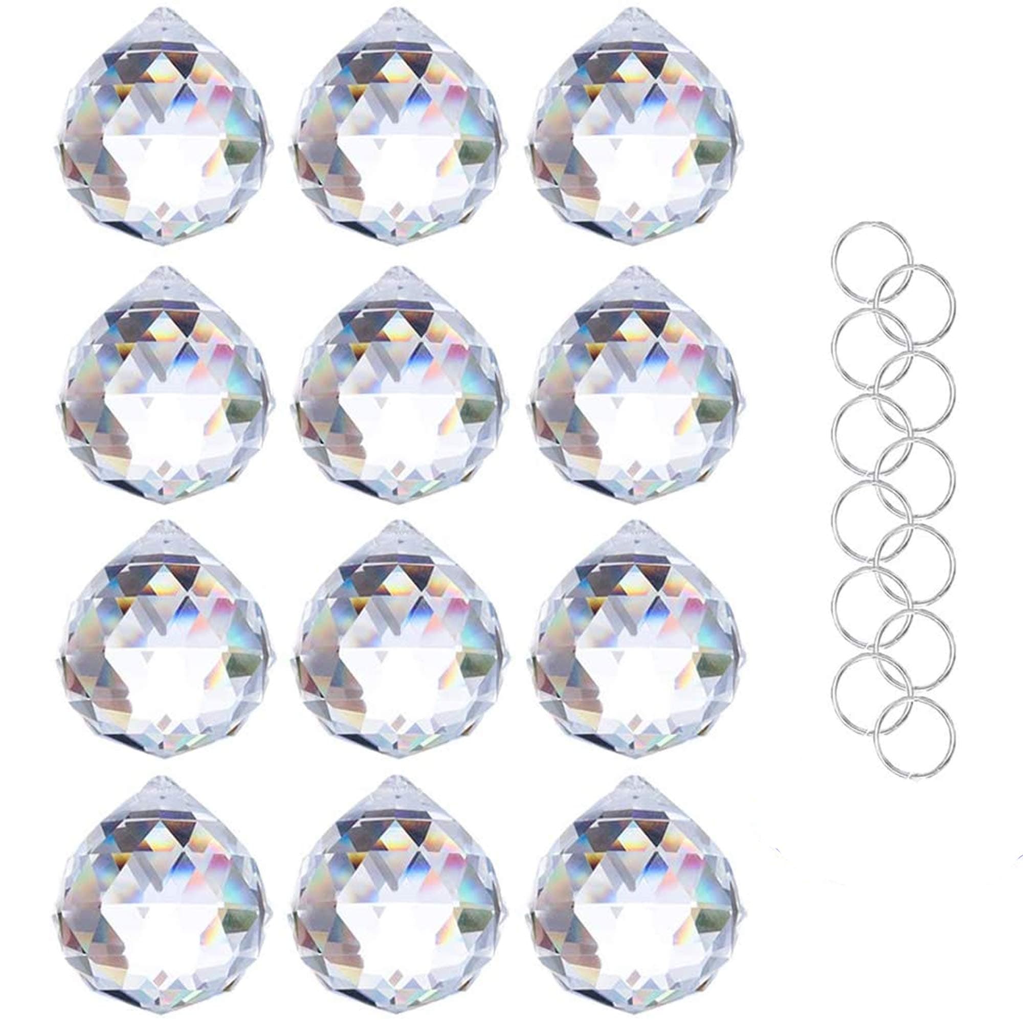 HDCRYSTALGIFTSCrystalsuncatcher Clear Glass Crystal Ball Prism Feng Shui Lamp Hanging Drop Chandelier Pendants Suncatchers Pack of 12 pcs(20mm)