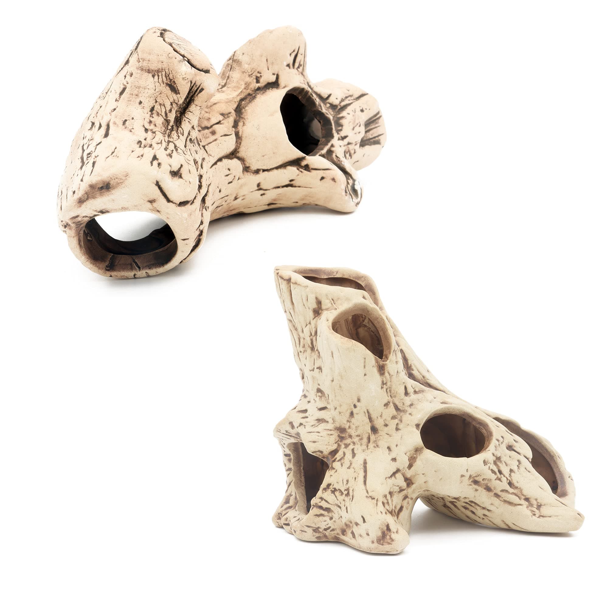 Aquarium Decoration Rock Caves, Hideaway for Shrimp, Cichlid, Betta Fish Hideout Decor, Safe for Freshwater and Saltwater Tanks (TreeStumpL+S)