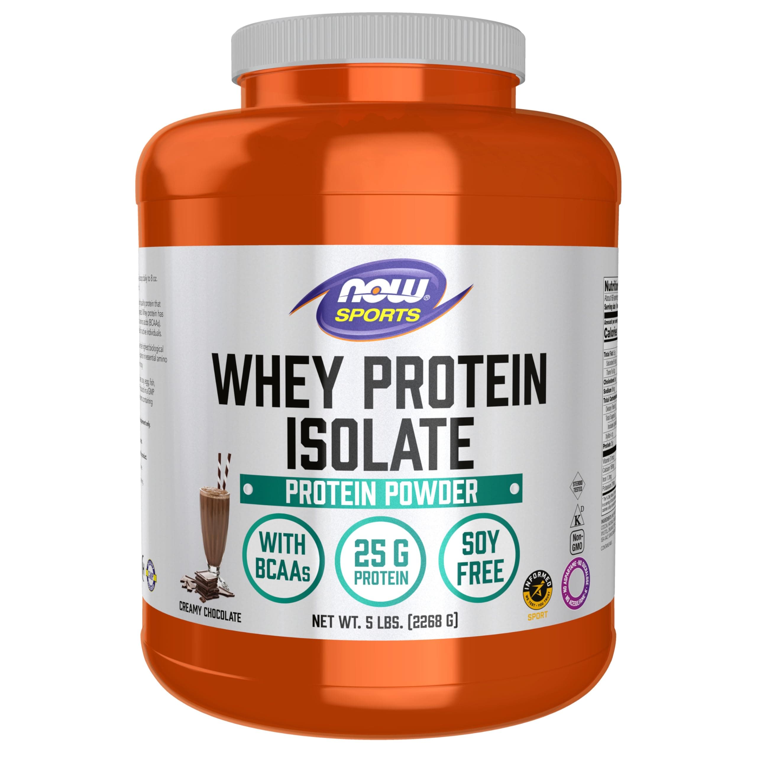 Sports Nutrition, Whey Protein Isolate, 25 G With BCAAs, Creamy Chocolate Powder, 5-Pound