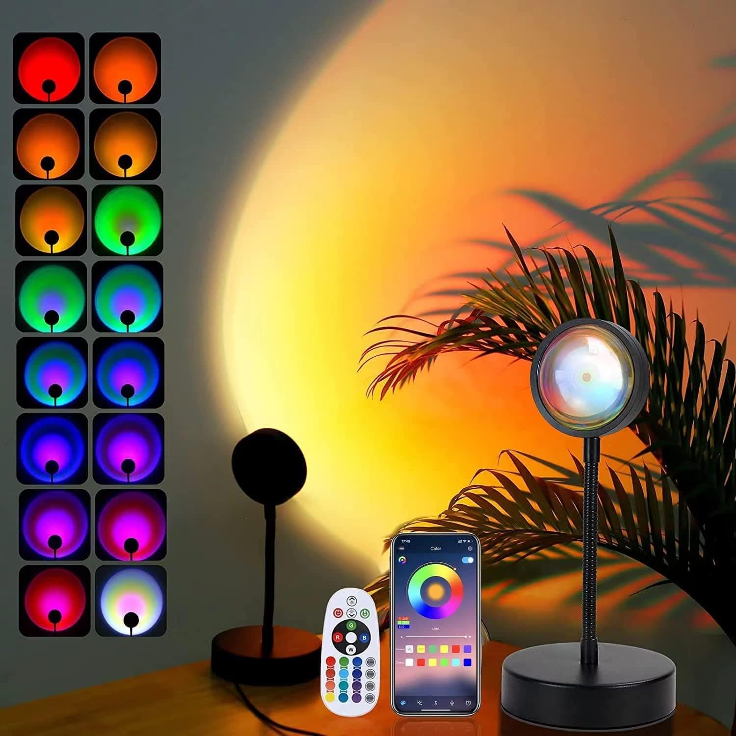 Sunset Lamp Projector Led Lights for Bedroom Night Light RGB Lights Sun Sunlight Sunrise Lamp 10w 360° Rotation Mood Lighting Home/Room Decor Gifts for Women,Desktop Multicolor