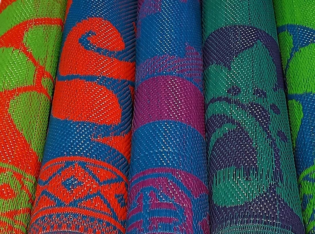 Prime hub Export Quality Rectangular Plastic Design Floor Mat (Chatai, 6*9, Multicolour)