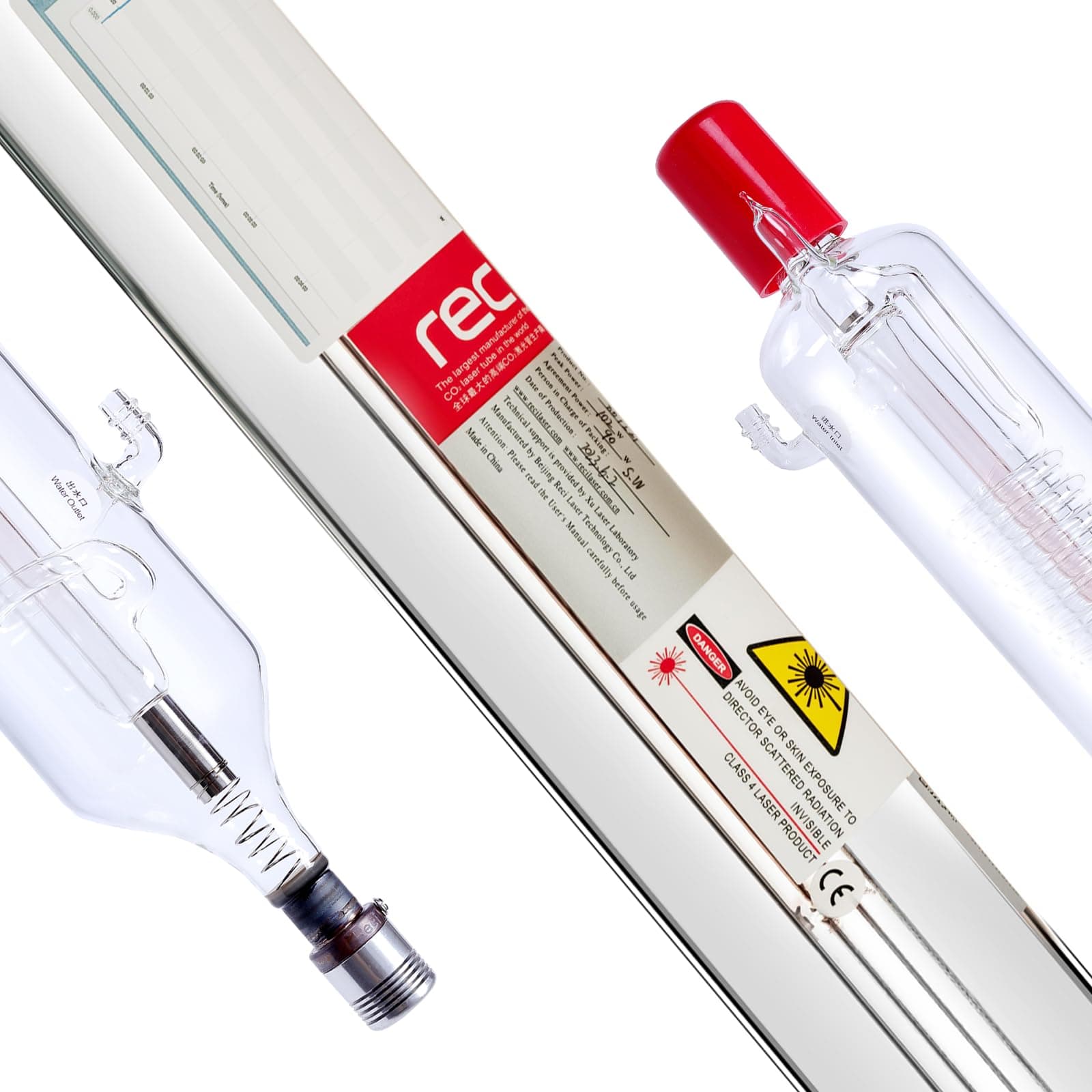 RECI 150W CO2 Laser Tube W8 / S8 Max 180W Length 1850mm Dia 80mm shiping from China