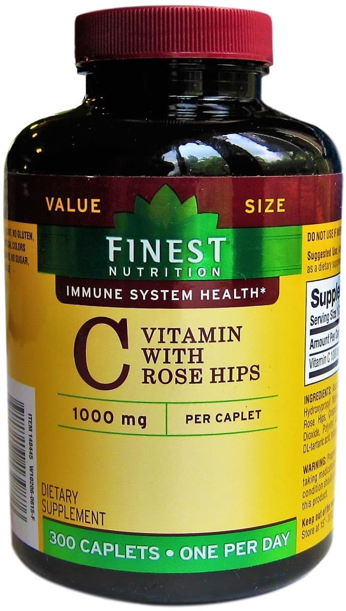 Finest Nutrition - Immune System Health - Vitamin C with Rose Hips - 300 Caplets