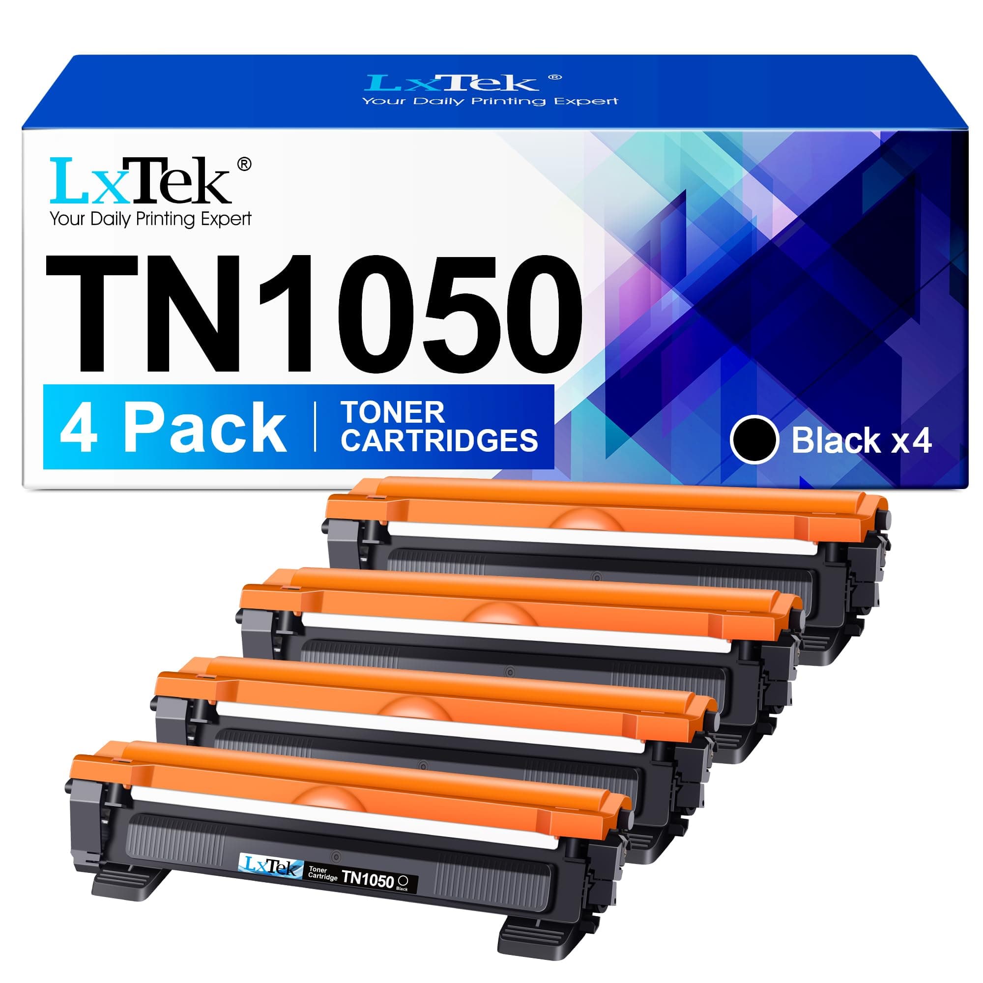 LxTek TN1050 Compatible Toner Cartridge Replacement for Brother TN1050 - 4-Pack (Black) - Compatible with HL-1110, 1210W, 1212W, 1112, DCP-1510, 1610W, 1612W, 1512, 1910W, 1810 Printer