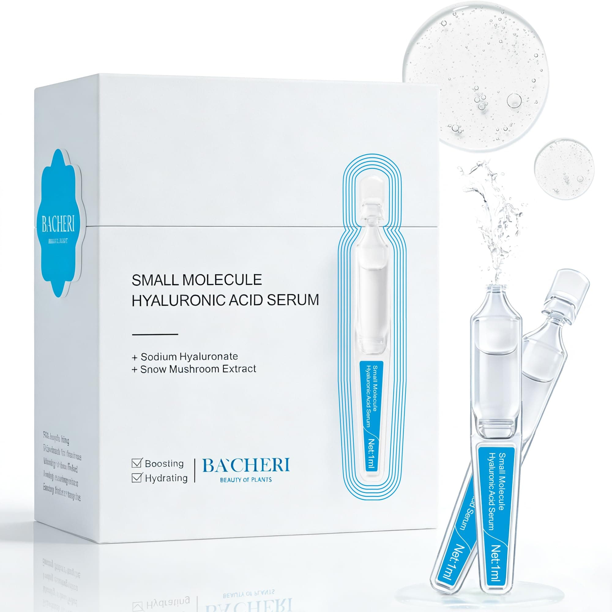 Hyaluronic Acid Serum – Ultra Hydrating Serum for Plumper Skin Daily Pre-Makeup Skincare Not Sticky Hyaluronic Acid Ampoules, Suitable for Dry & Sensitive Skin Single-Use 15PCS