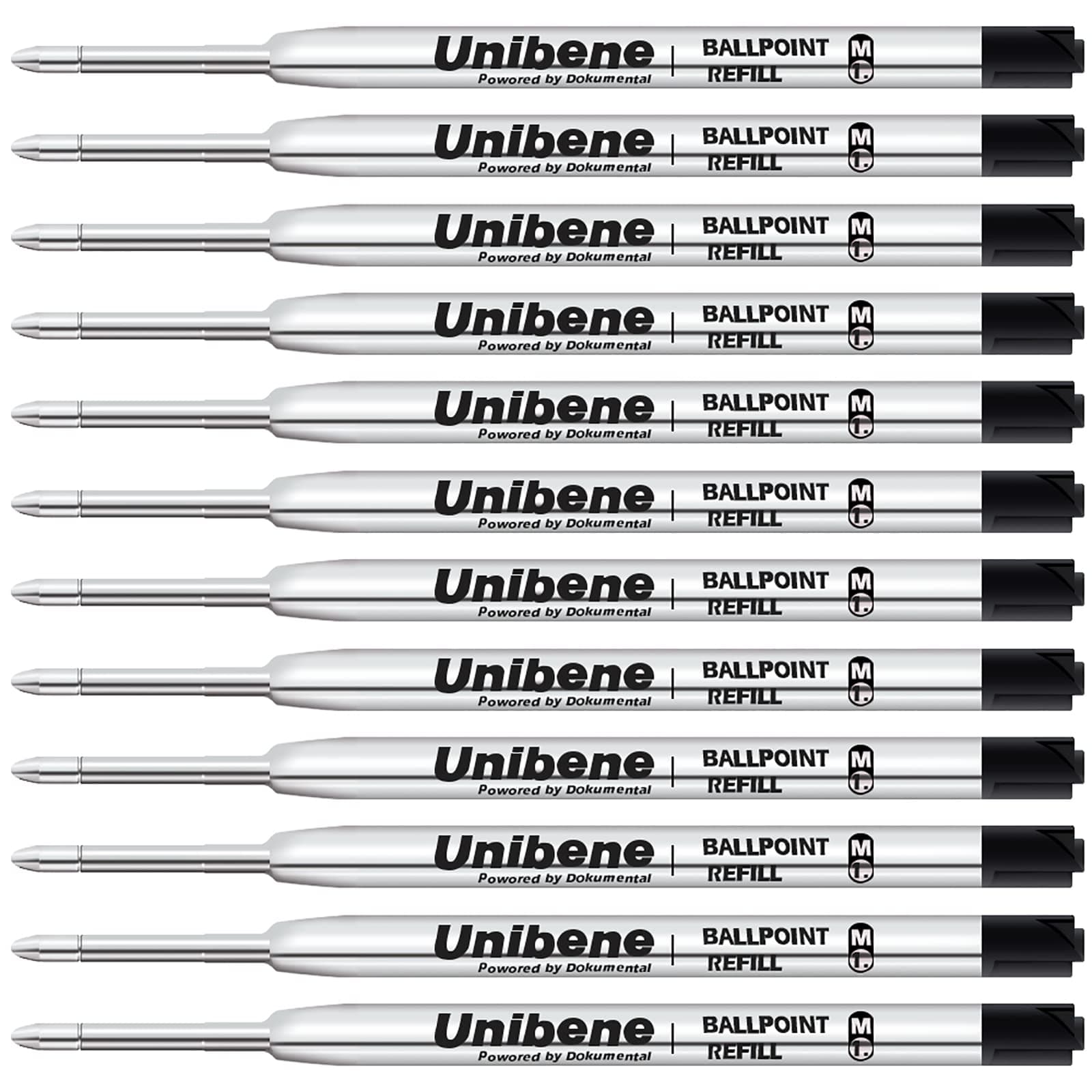 Unibene Parker Compatible Ballpoint Refills 12 Pack,1.0mm Medium Point-Black, Smooth Writing Replaceable German Ink Tactical Pen Refills for Parker Ballpoint/UZI Pen