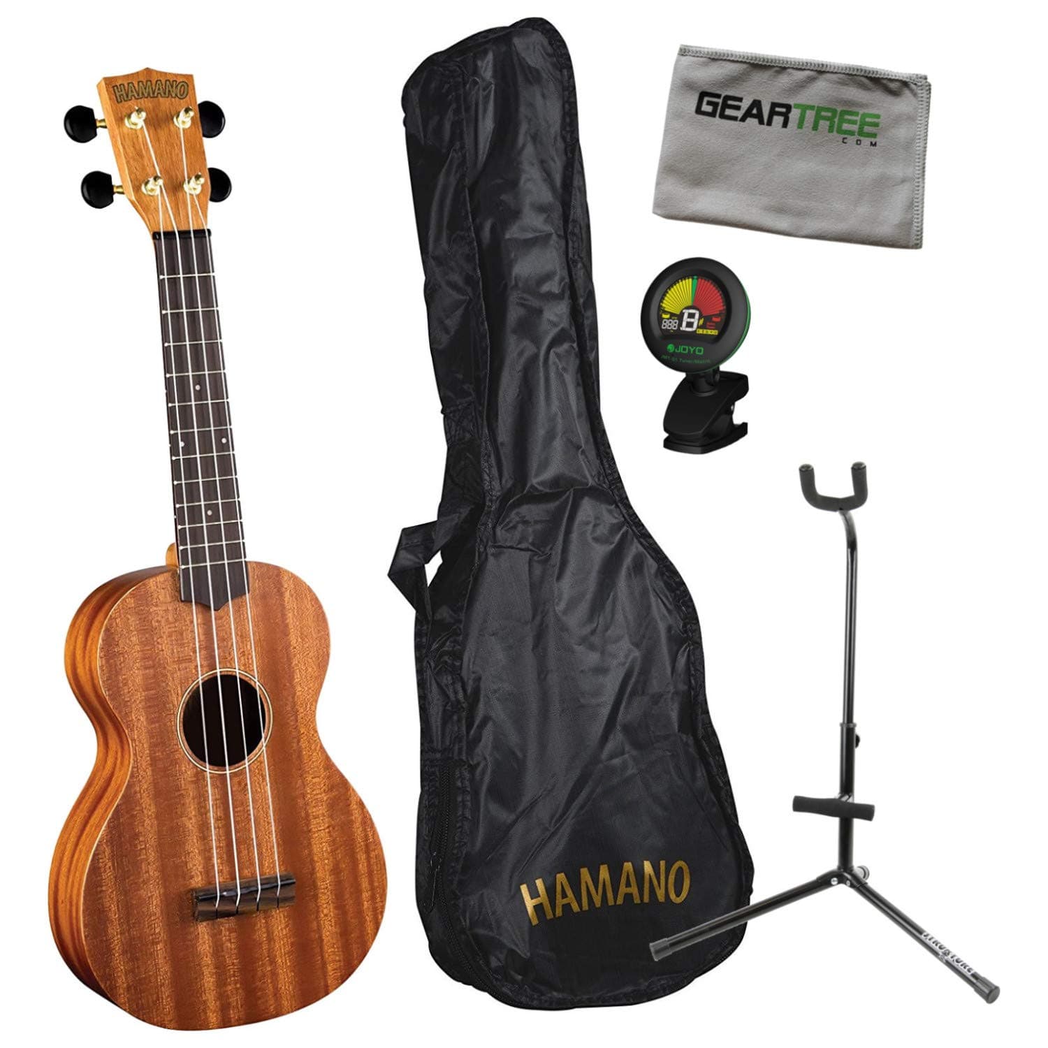 Hamano U-320C Deluxe Concert Ukulele w/Gig Bag, Polish Cloth, Tuner, and Stand