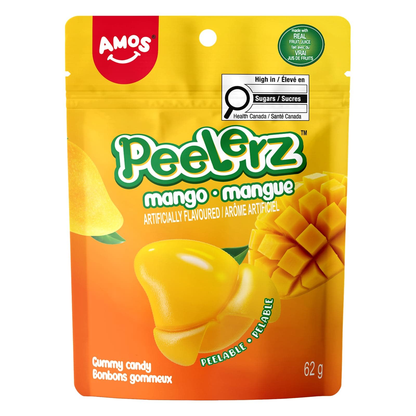 Peelerz Mango Gummy Candy, Peeleble Gummy Mango Peeling Candy, Valentine's Day Gift Candy Resealable 2.19oz Bag