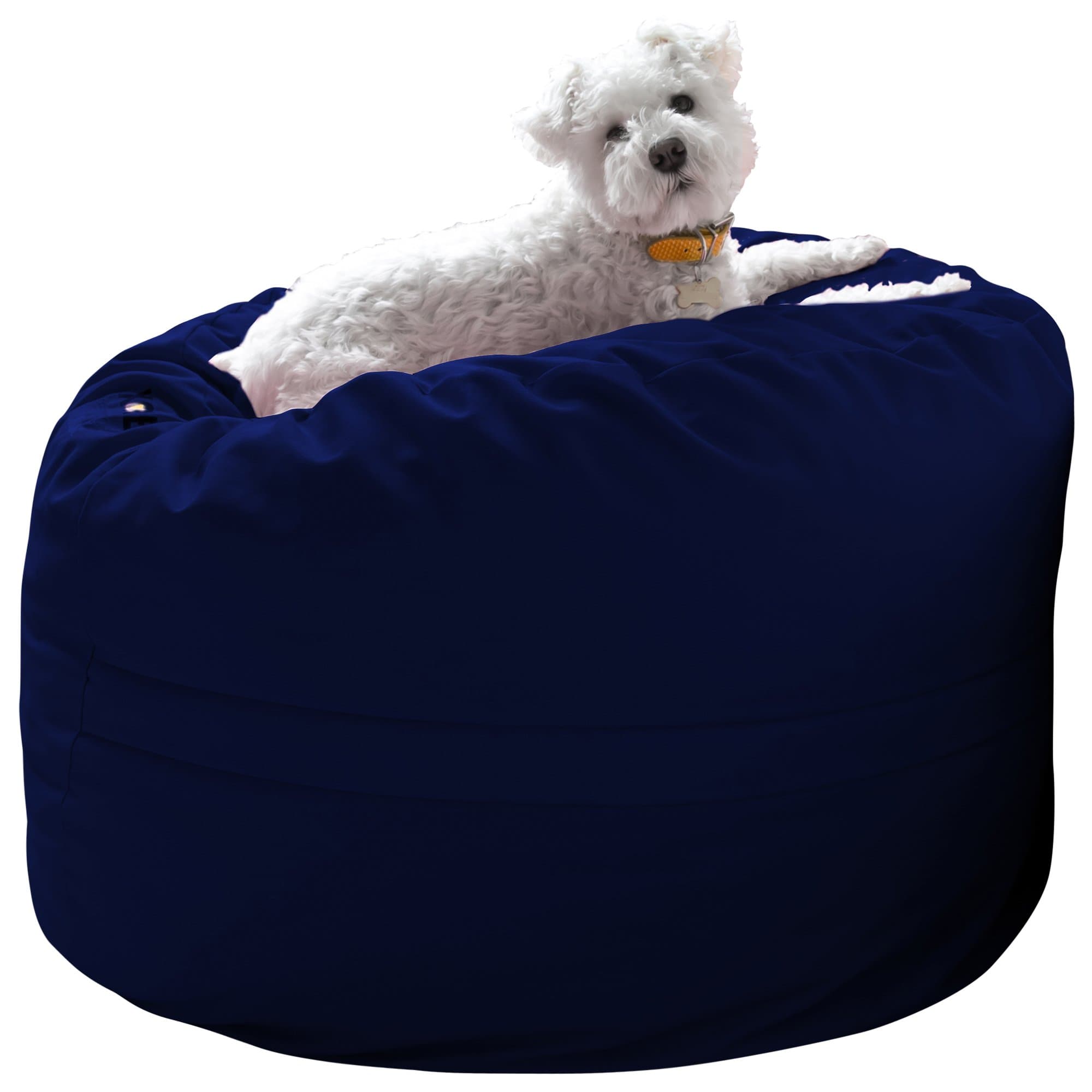 3-Foot Foam-Filled Bean Bag Chair in Twill, Navy Blue