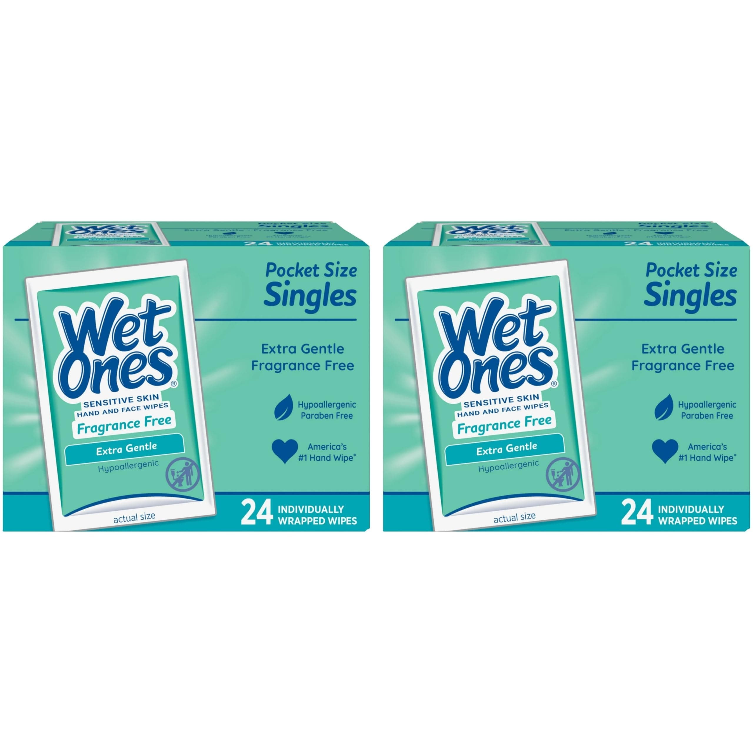 Sensitive Skin Hand Wipes, Singles Extra Gentle Fragrance & Alcohol Free 24 ea (Pack of 2) (2 Pack)