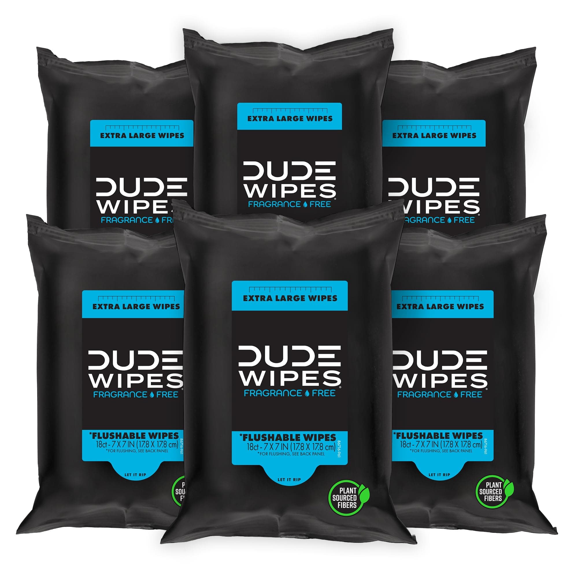Wipes Unscented Travel Wipes - 6 Packs of 18 (108 Count) - Extra-Large Adult Flushable Wipes for Sensitive Skin - Infused with Vitamin E and Aloe - Septic and Sewer Safe