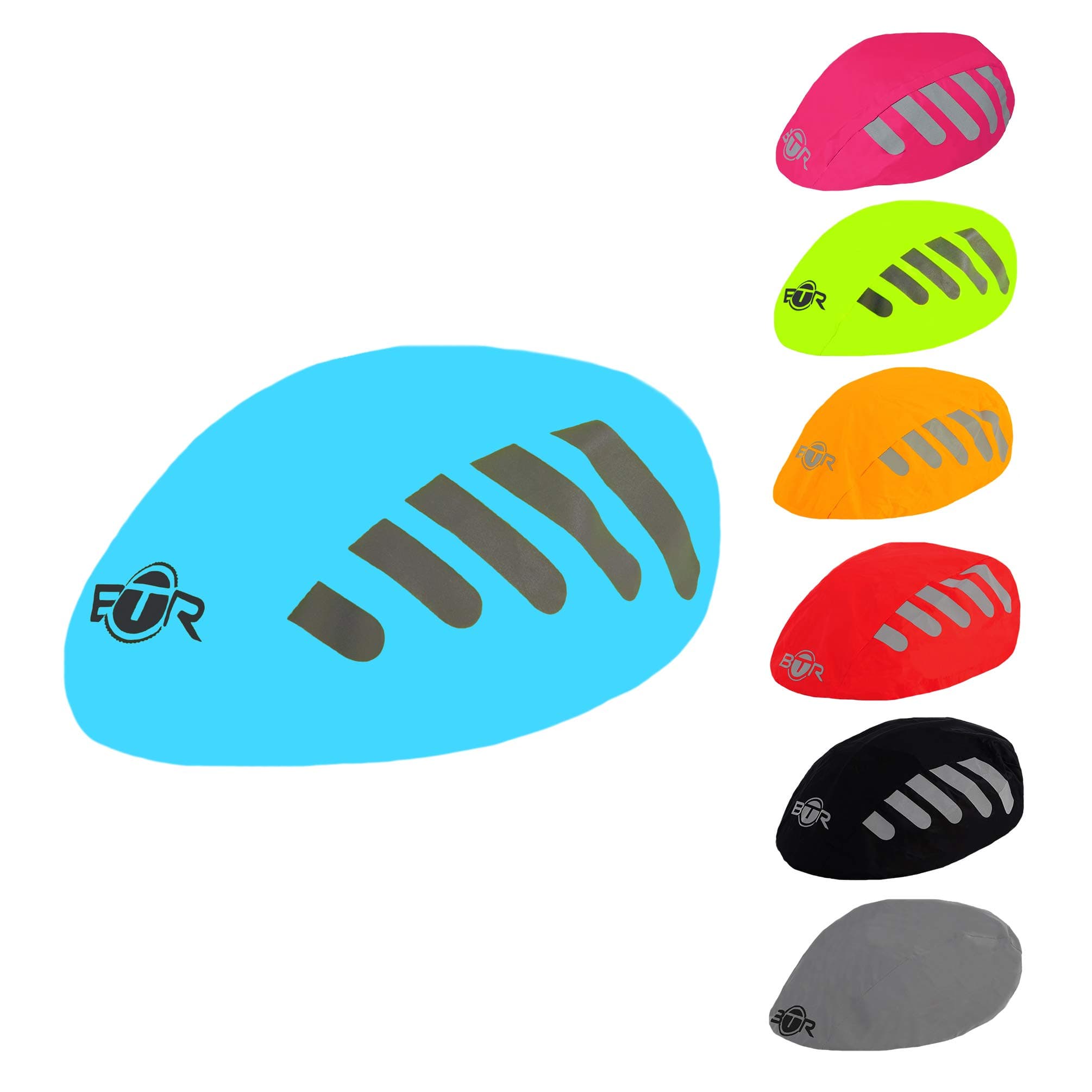 BTR High Visibility Universal Size Bike/Bicycle Waterproof Helmet Cover with Reflective Stripes - One Size Fits All