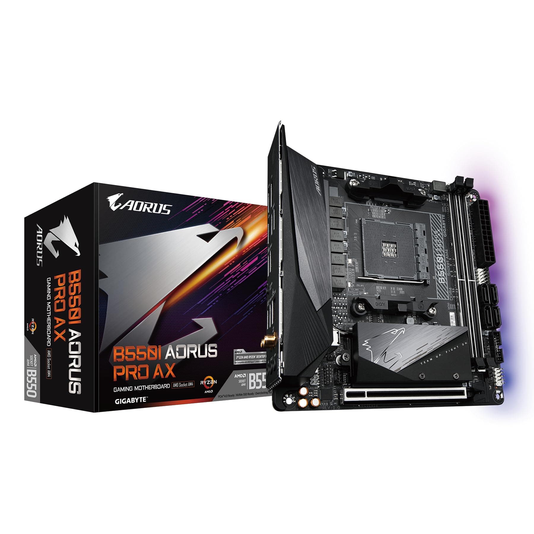 GIGABYTE B550I AORUS PRO AX (AM4 AMD/B550/Mini-Itx/Dual M.2/SATA 6Gb/s/USB 3.2 Gen 1/WiFi 6/2.5 GbE LAN/PCIe4.0/Realtek ALC1220-Vb/DisplayPort 1.4/2xHDMI 2.0B/RGB Fusion 2.0/DDR4/Gaming Motherboard)