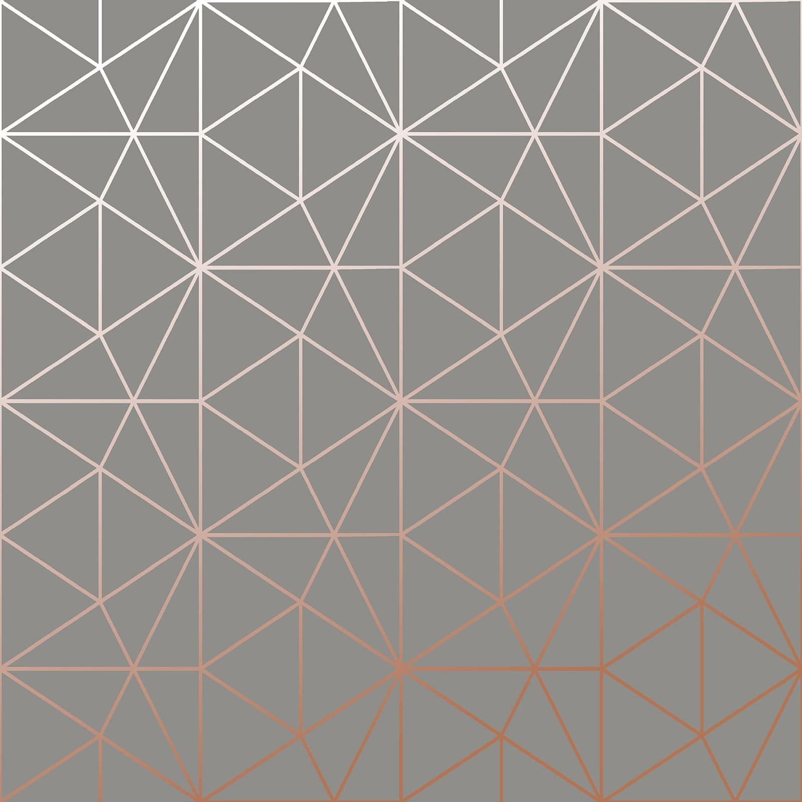 Metro Prism Geometric Metallic Contemporary Modern Triangle Wallpaper Lounge Livingroom Bedroom - Charcoal Dark Grey and Copper - WOW007 World of Wallpaper
