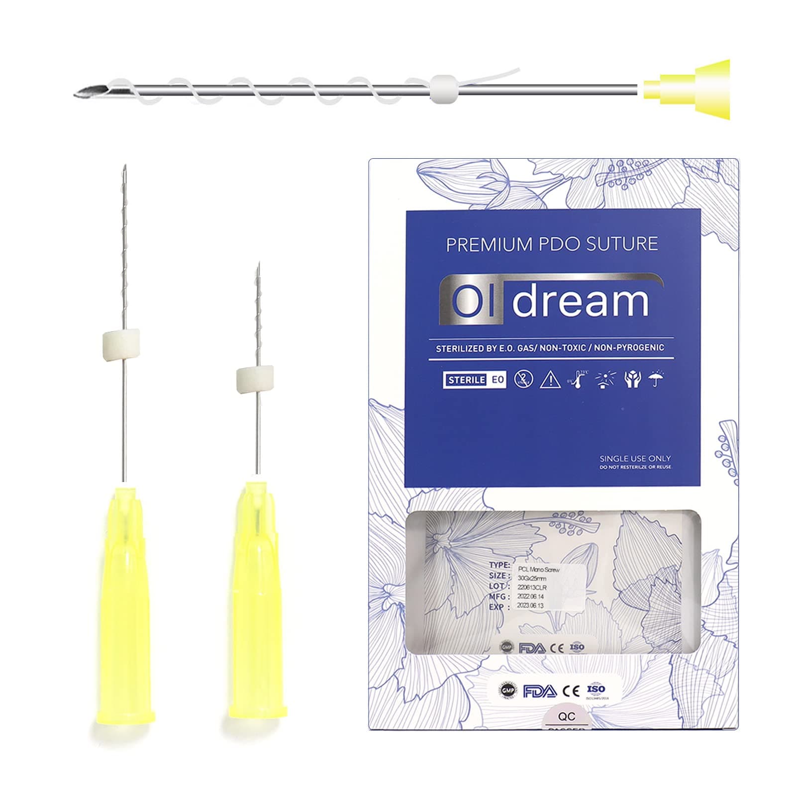 Oldream Pcl Threads for Face Lift, Pcl Screw Threads 30G13mm, Pcl Threads Sharp, Produces Collagen, 20Pcs