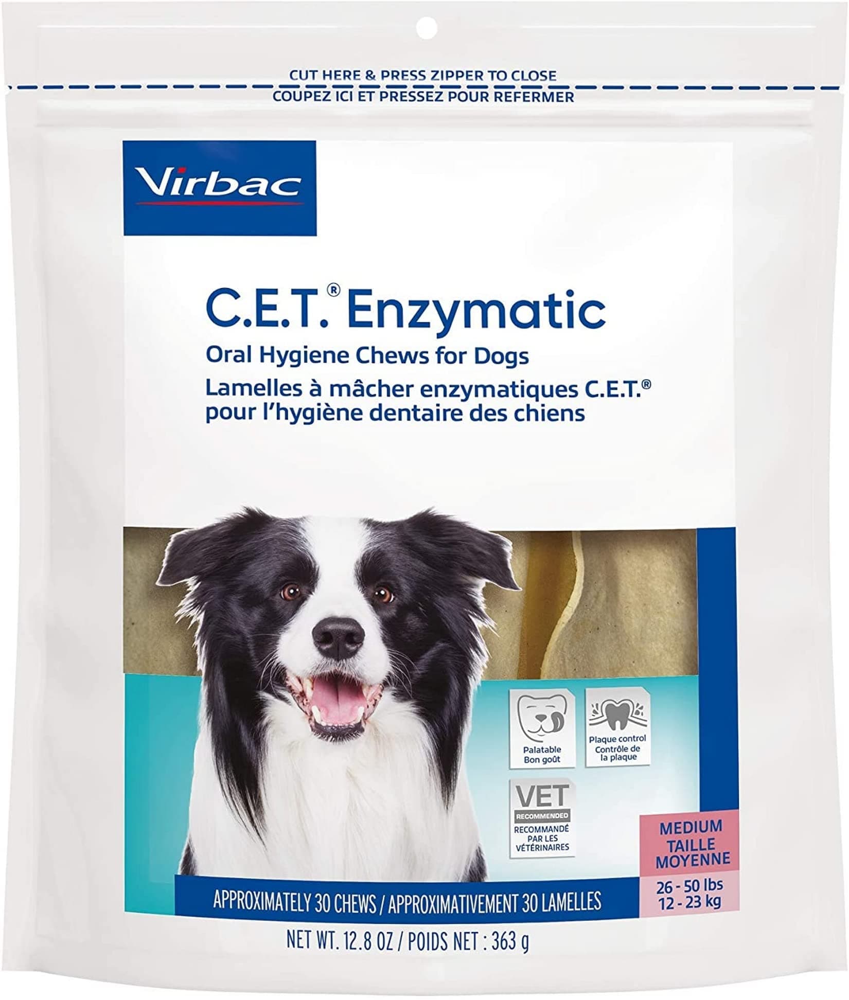 C.E.T. Enzymatic Oral Hygiene Chews, Medium Dog, 30 Count