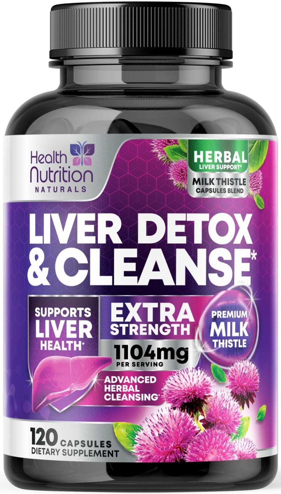 Gentle Liver Cleanse Detox & Repair Formula - Advanced Liver Support Supplement with Silymarin Milk Thistle, Dandelion Root, Artichoke Extract, Turmeric, Choline, & Beetroot - 120 Veggie Capsules