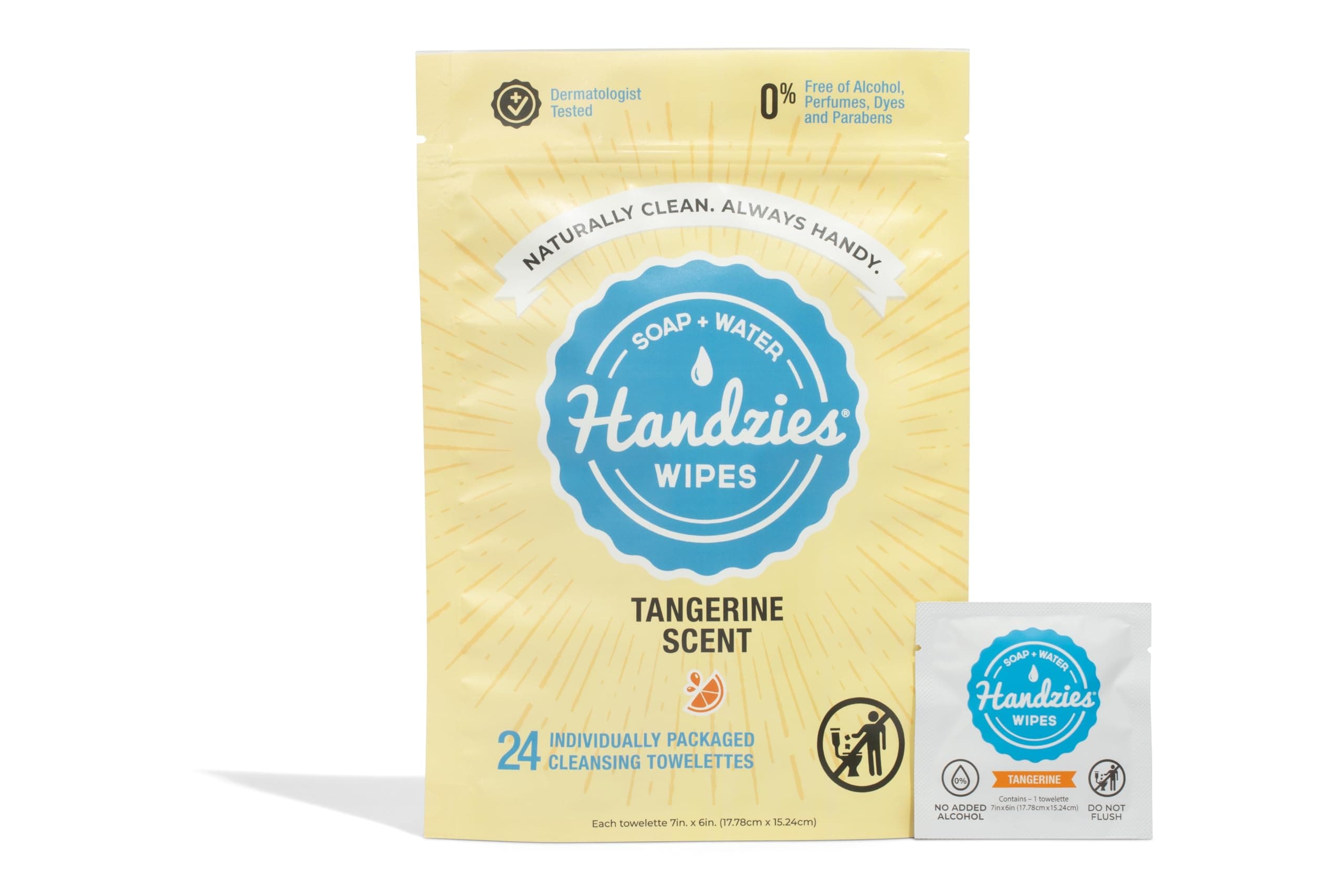 Natural Soap and Water Hand Wipes, Individually Packaged Singles, Tangerine 24ct