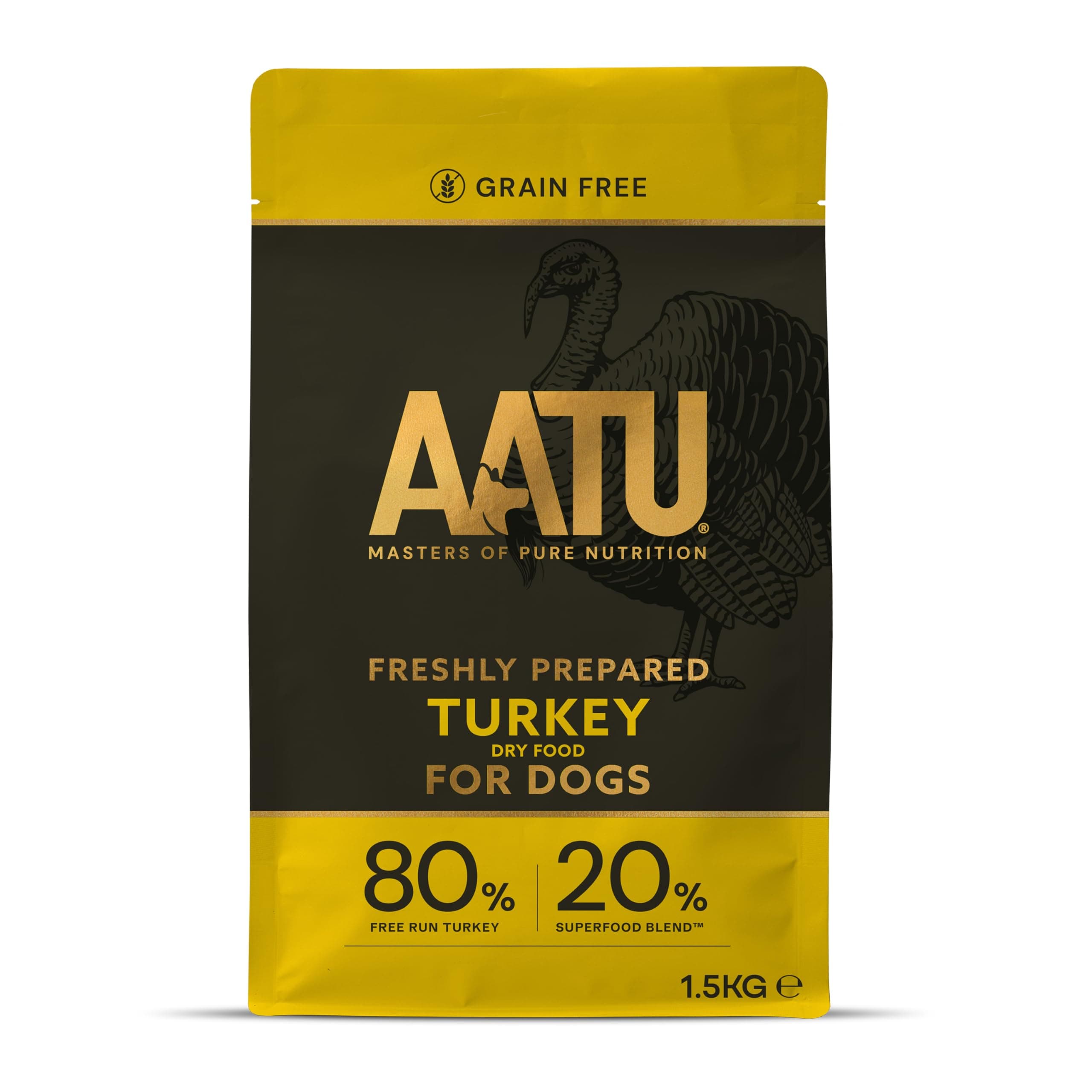 AATU 80/20 Complete Dry Dog Food, Turkey 1.5kg - Dry Food Alternative to Raw Feeding, High Protein. No Nasties, No Fillers. (Packaging may vary).