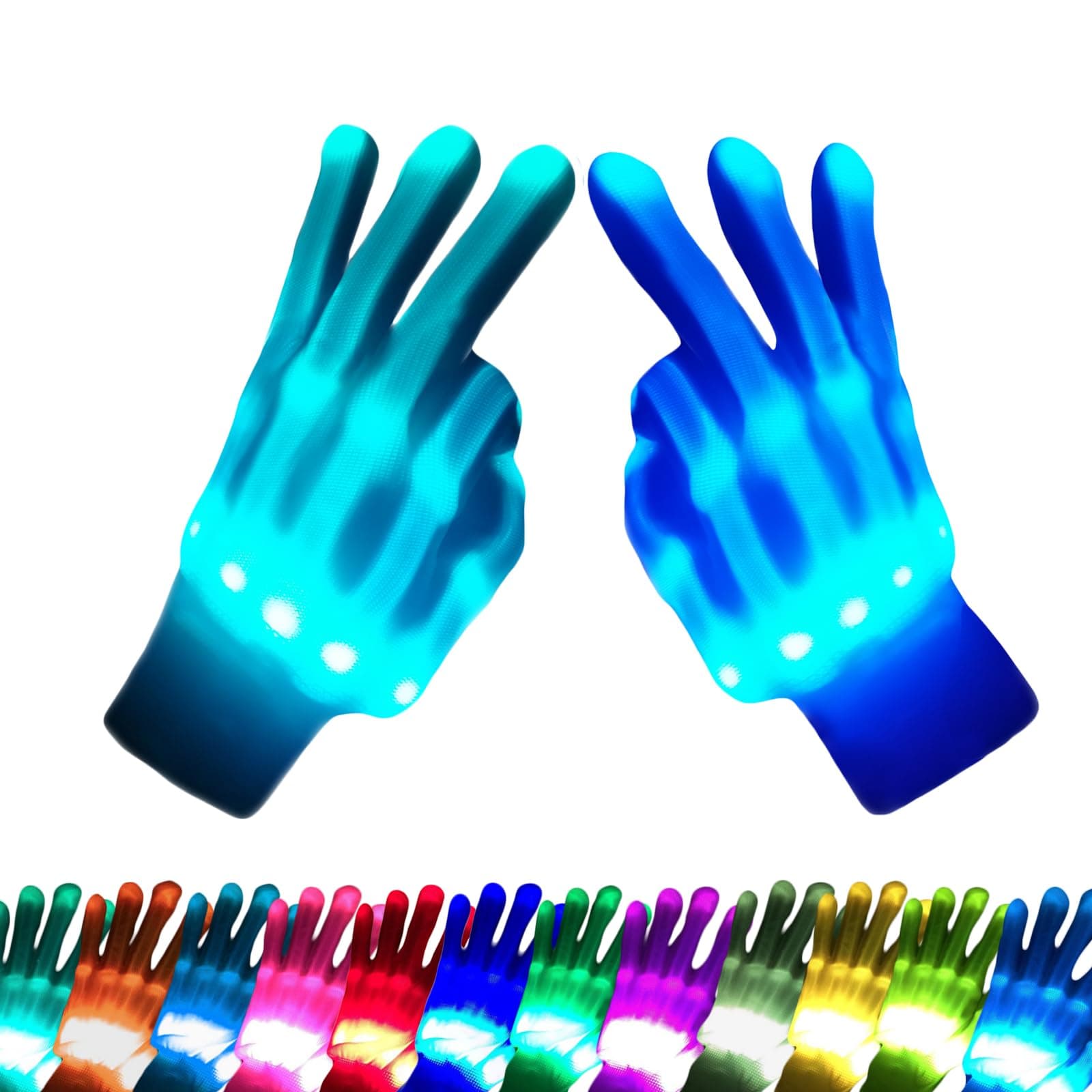 Kids Toys 12 Colors LED Gloves Cool Toys Gifts for Age 5-7 8-12 Years Old Boys Girls Easter Stocking Stuffers Christmas Halloween Costumes Light Up Gloves Birthday Parties Gifts (1 Pair M)
