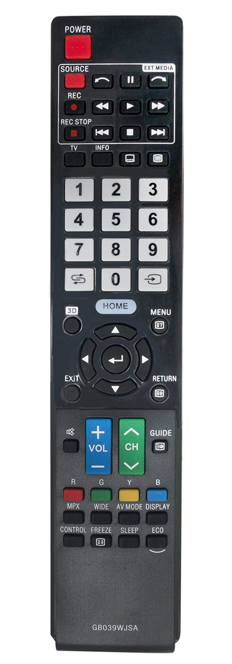GB039WJSA RRMCGB039WJSA Replace Remote Control Compatible with Sharp Aquos TV LC-80LE940X LC-52LE840X LC-46LE840X LC-60LE940X LC-60 LE640X LC-90 LE740X LC46LE840X LC52LE840X LC60LE640X LC60LE940X
