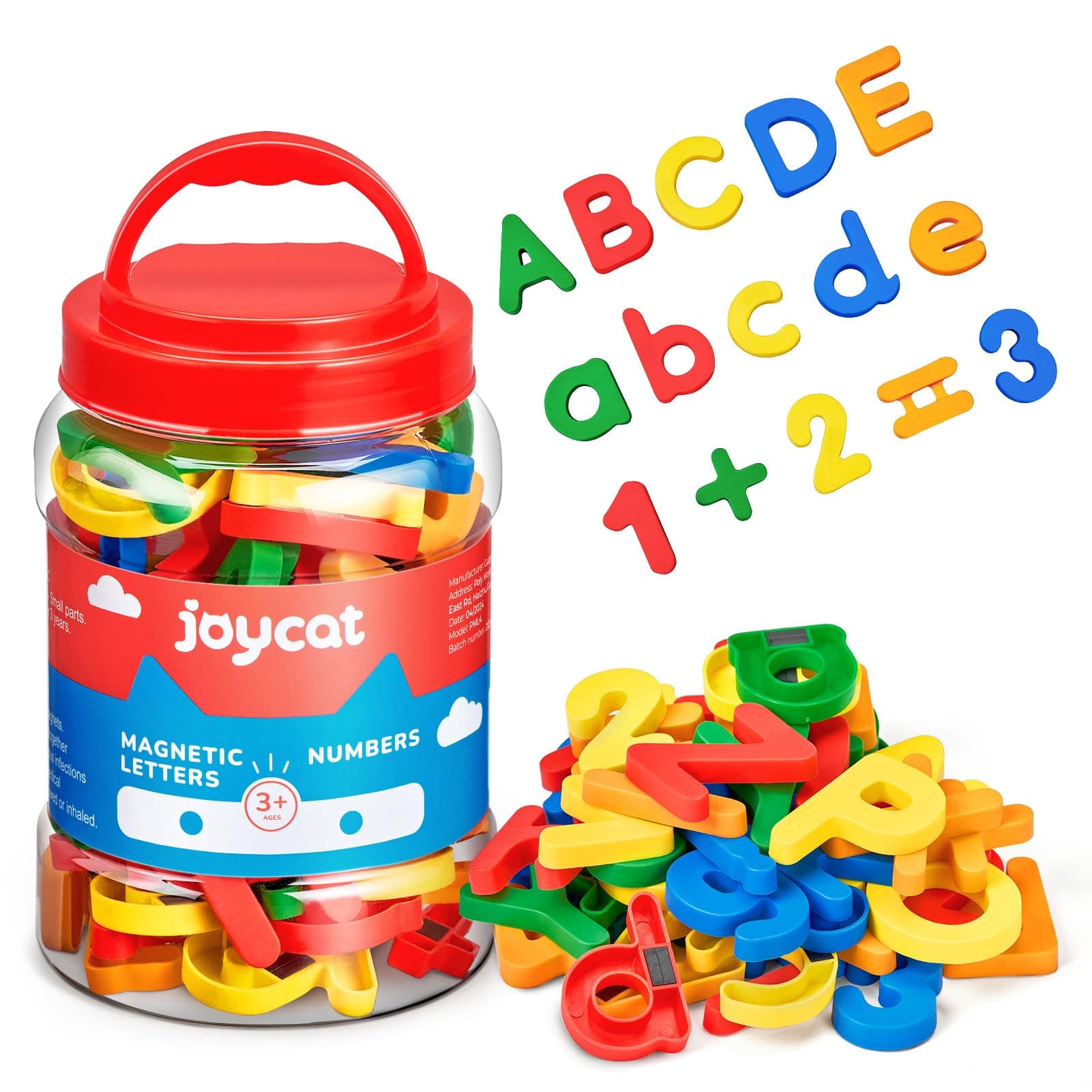 JoyCat 78 Pieces Magnetic Letters Numbers Alphabet Fridge Magnets ABC 123 Preschool Educational Learning Plastic Colorful Toy Set Uppercase Lowercase Math Symbols for Toddlers Kids 3+