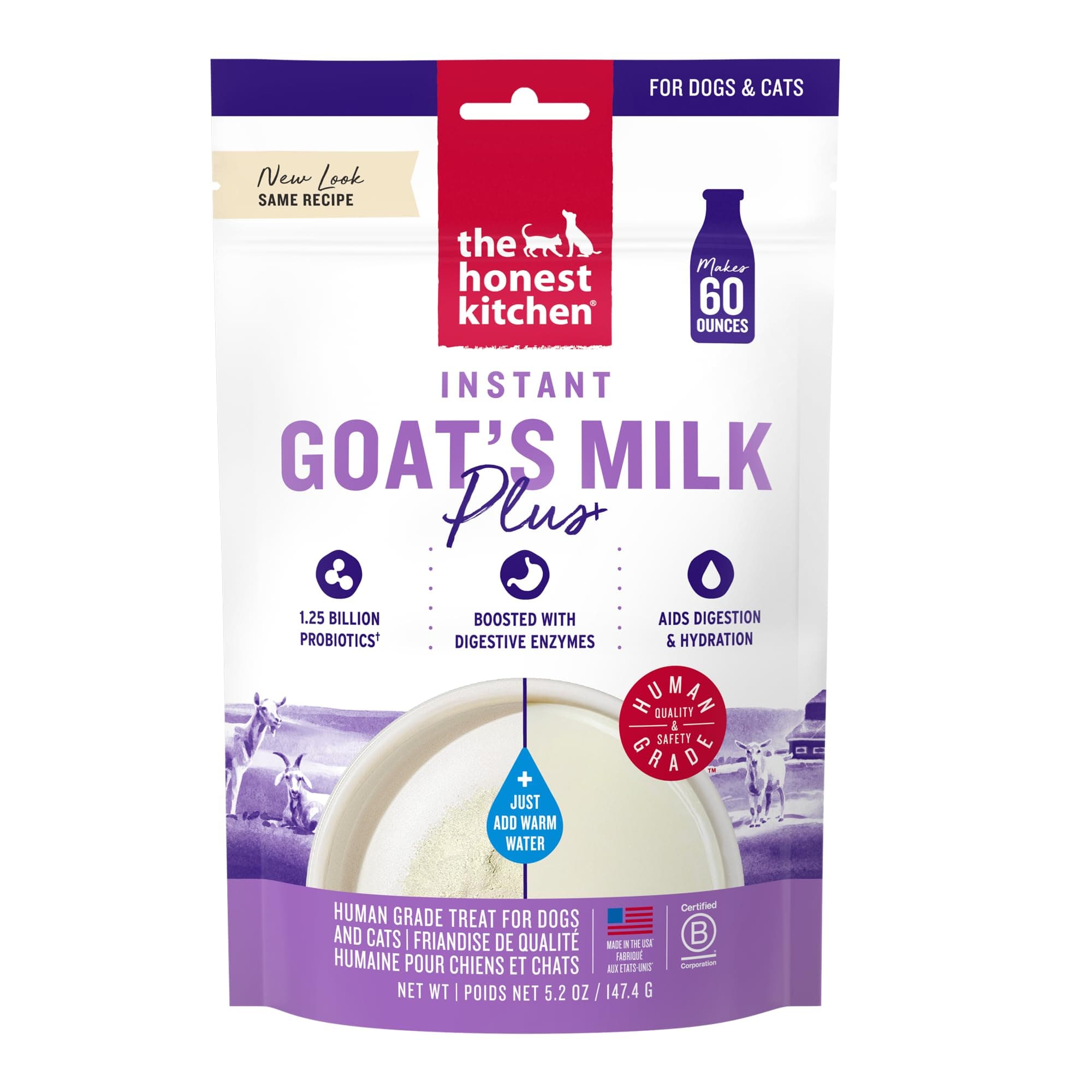 The Honest Kitchen Instant Goat's Milk with Probiotics for Dogs and Cats 5.2 oz, 5.2 Ounce (Pack of 1)