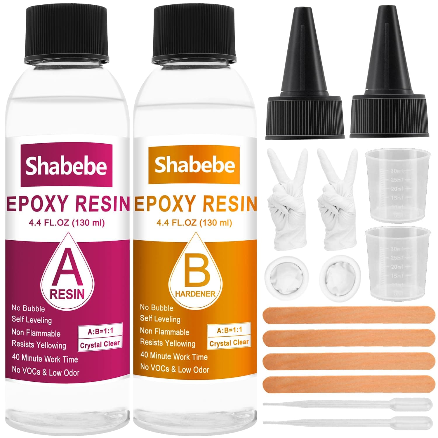 Shabebe Epoxy Resin, 8.8OZ Epoxy Resin Crystal Clear, Not-Yellowing No-Bubble, Self Leveling Easy Pour/Mix 1:1 Casting Kit & Coating for DIY Jewelry Making, Art Resina Clear Crafts, Molds,River Tables