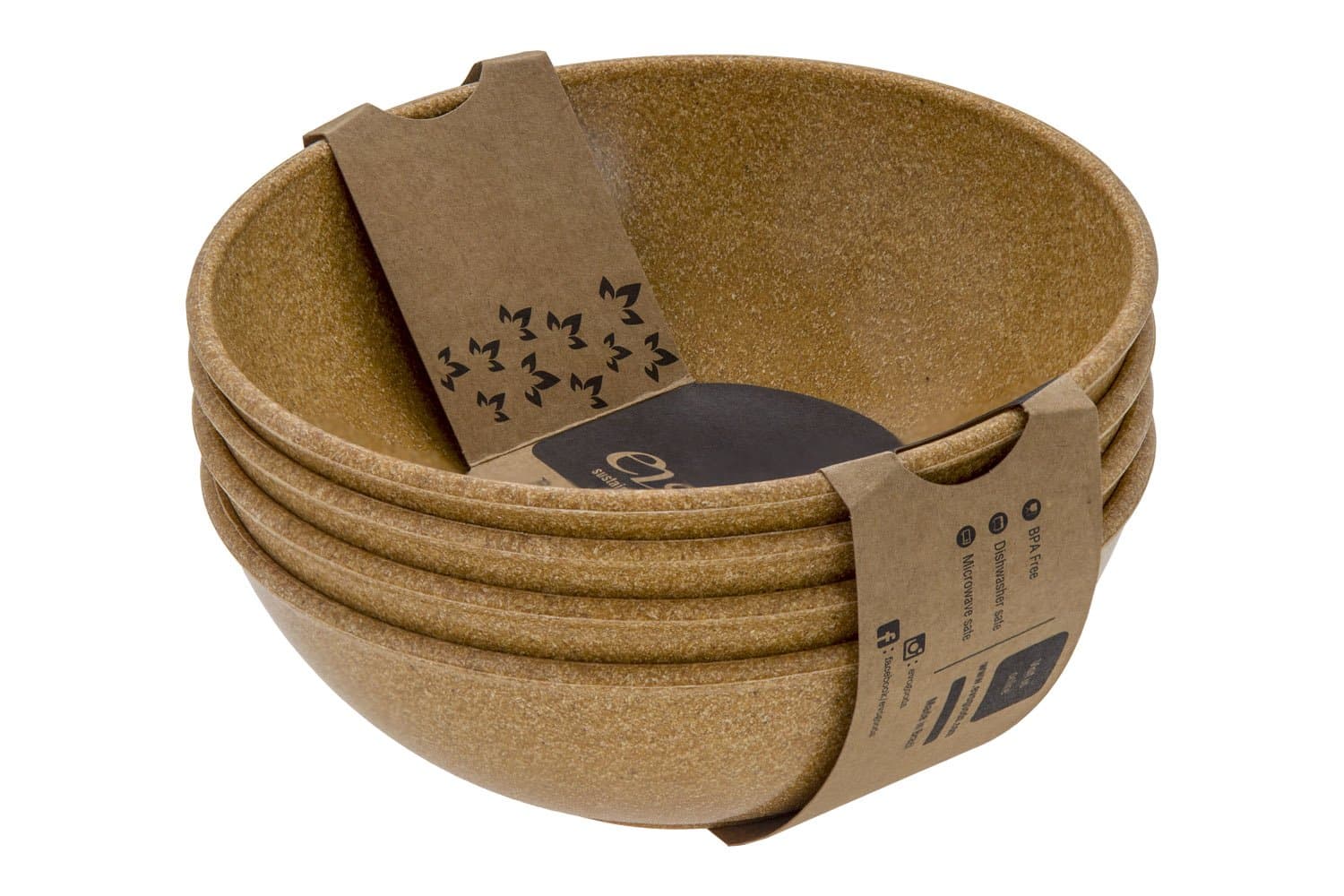 EVO Sustainable Goods Dinnerware Bowl Set, 24 oz, Light Brown