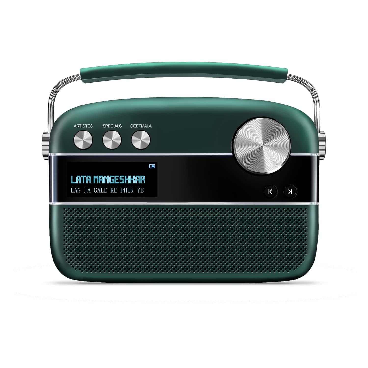Saregama Premium Hindi - Portable Music Player with 5000 Preloaded Songs, FM/BT/AUX (Emerald Green)