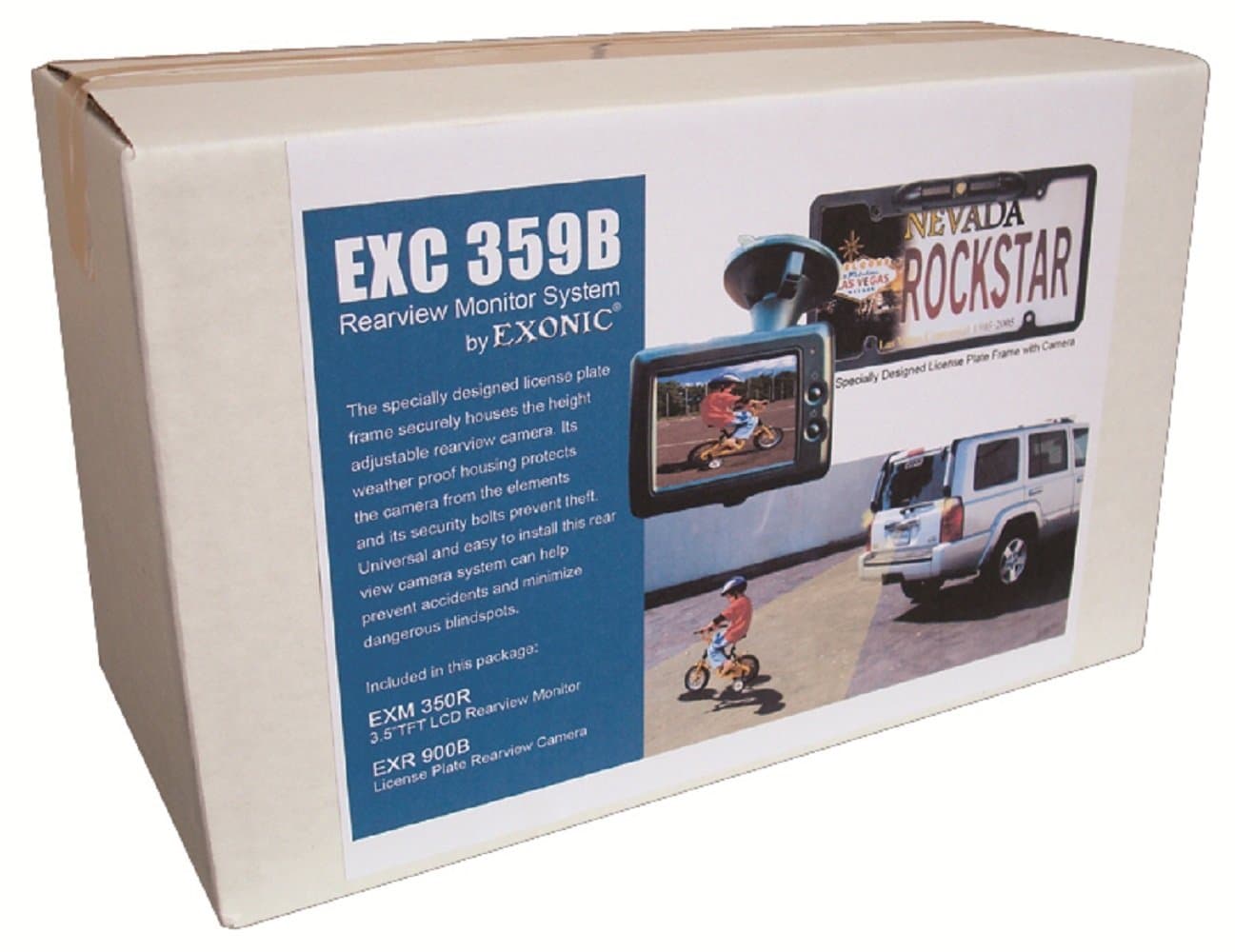 Exonic EXC 359C 3.5-Inch Digital TFT LCD Rearview Monitor and License Plate Rearview Camera Package