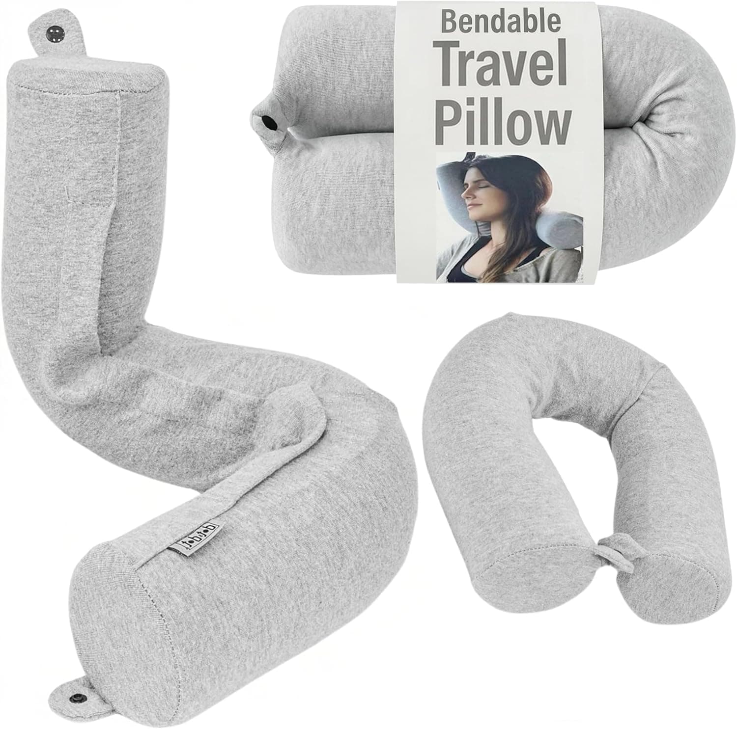 Twist Memory Foam Travel Pillow for Neck, Chin, Lumbar and Leg Support - for Traveling on Airplane, Bus, Train or at Home - Best for Side, Stomach and Back Sleepers - Adjustable, Bendable Roll Pillow