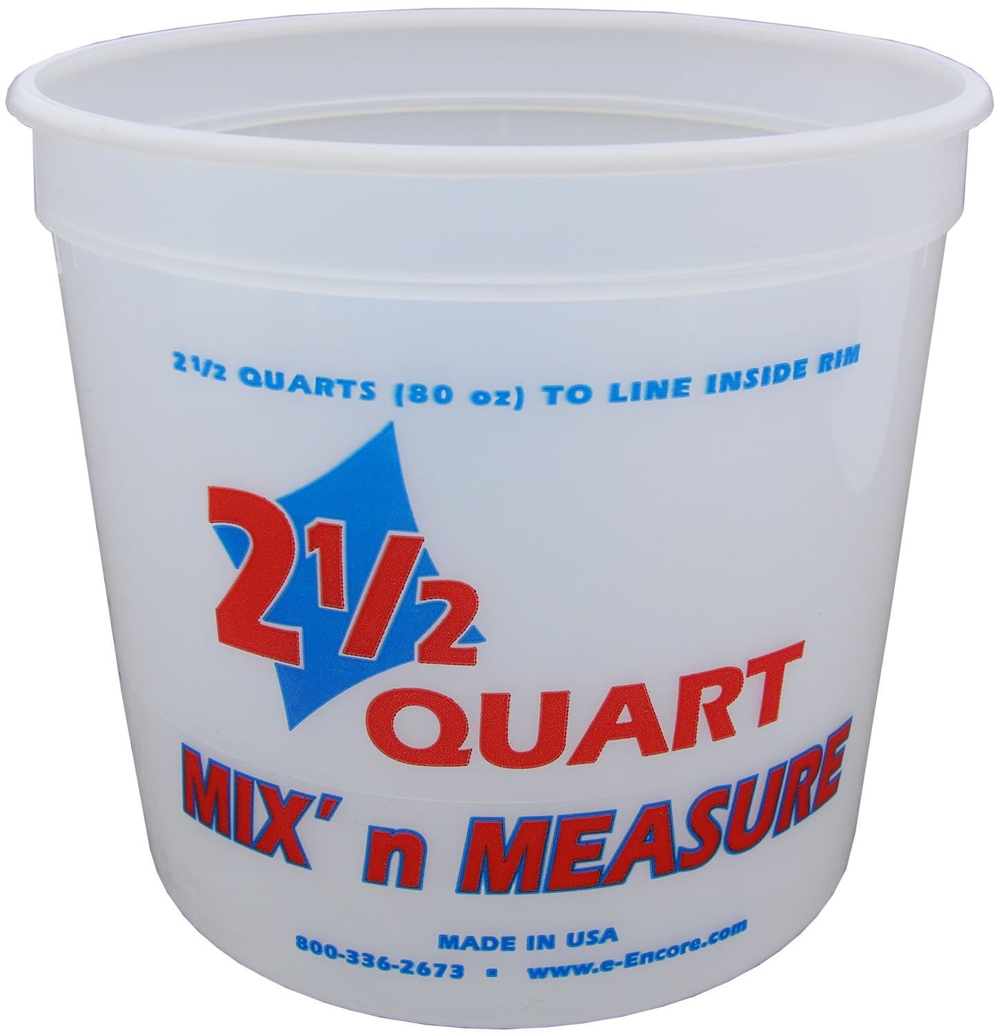 Encore Plastics 61086 Mix 'N Measure Plastic Container, 2.5-Quart