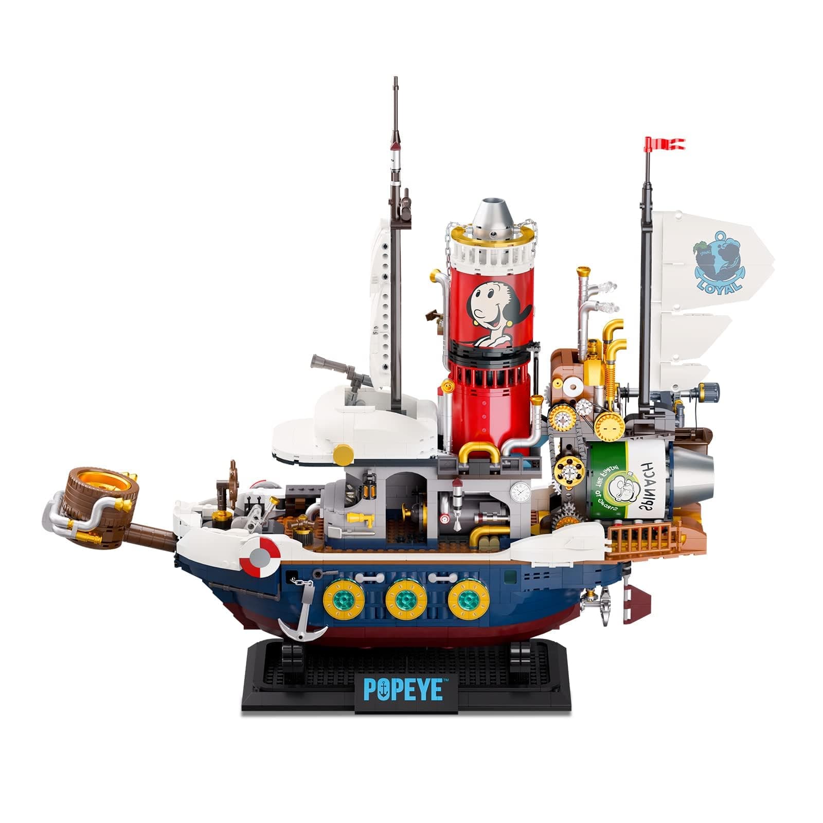 BRICKKK Popeye Ship Building Blocks Adults: PANTASY Popeye Steamship Building Set Model Pirate Ship Technic Vehicle