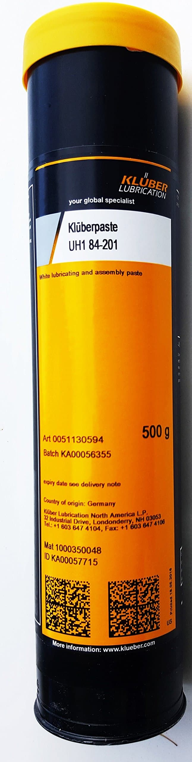 Kluberpaste UH1 84-201 500g Cartridge. White lubricating and Assembly Paste for The Food and Pharmaceutical Industries