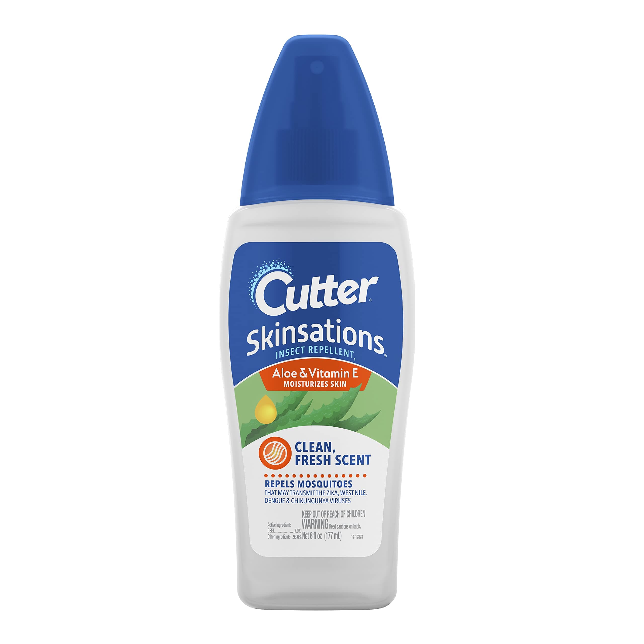 Cutter Skinsations Insect Repellent, Mosquito Repellent, Repels Mosquitoes, 7% DEET, 6 fl Ounce (Pump Spray)