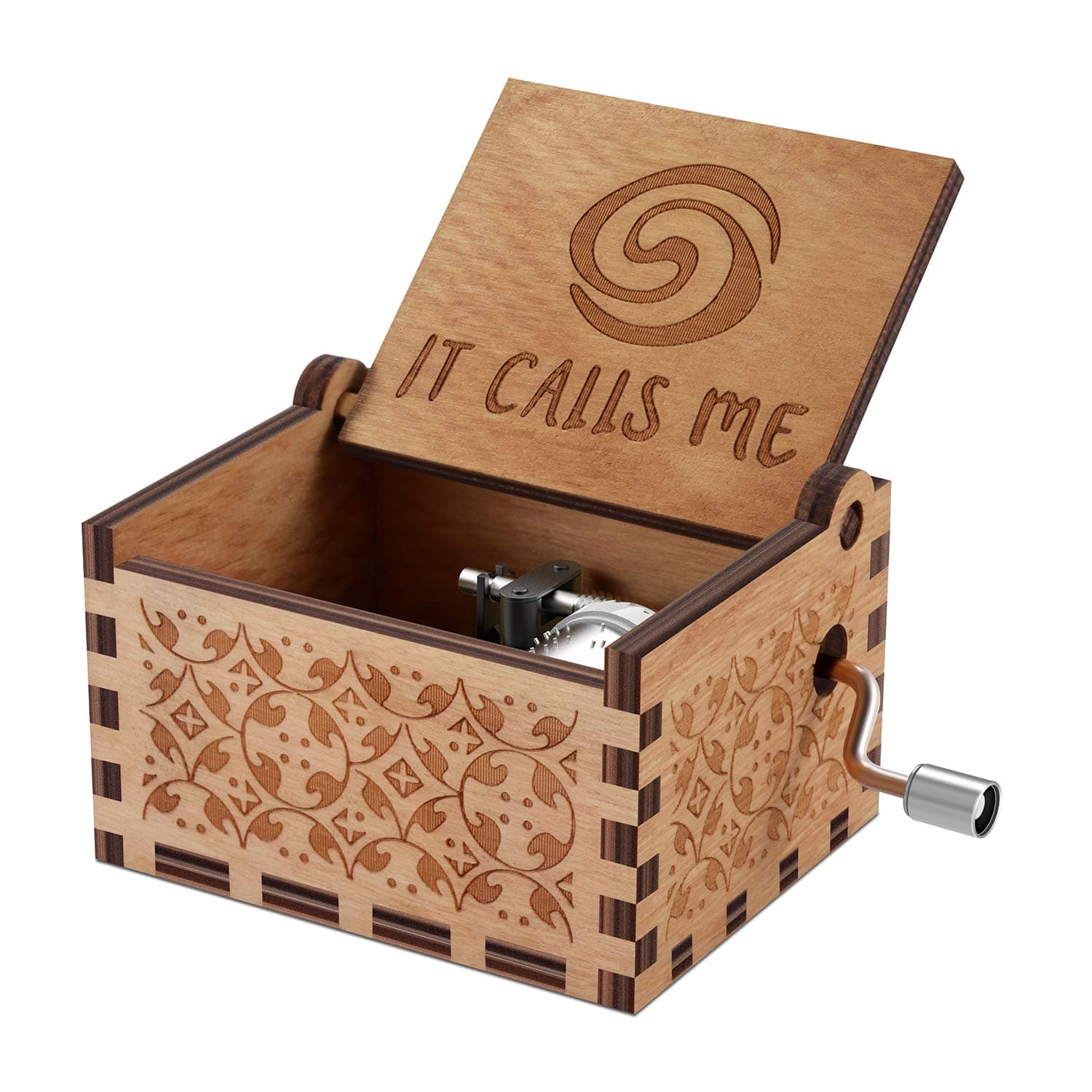 Moana It Calls Me Wood Music Box, Handmade Laser Engraved Wooden Musical Box for Festival Birthday Boyfriend,Girlfriend, (It Calls me)