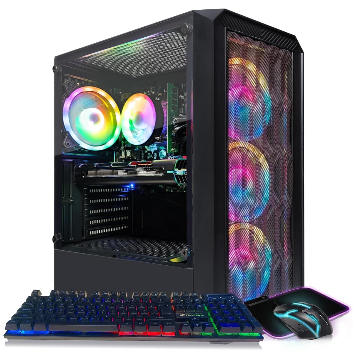 STGAubronGaming PC Computer Desktop, GeForce RTX 2060 M 6G, Intel Core i7 up to 3.9GHz, 16G RAM, 512G SSD, WiFi 6, BT 5.2, RGB Fan x4, Windows 10 Home