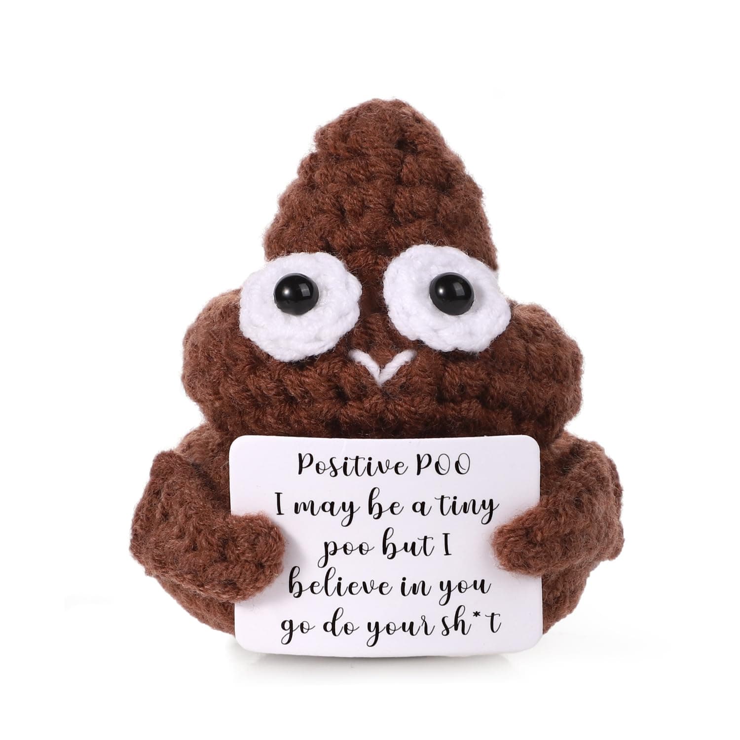 BOXOB Mini Funny Poo, 3in Interesting Handmade Knitted Wool Incentive Poo Doll Creative Cute Inspirational Poo Toy for Birthday Gifts Party Encouragement Motivational Inspire (Brown)