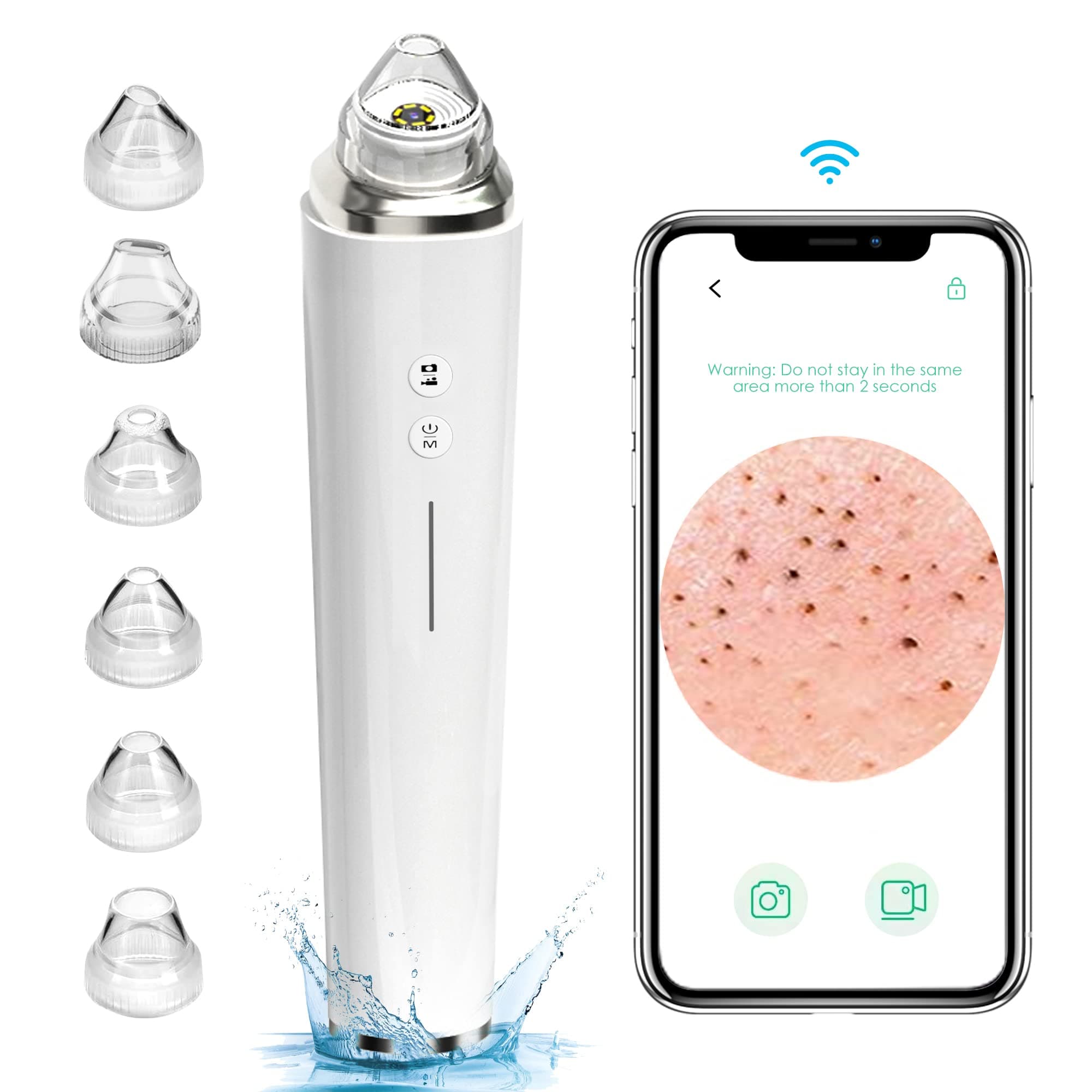 Blackhead Remover Pore Vacuum with 5MP HD Camera, 20X Magnification WiFi Visible Facial Pore Cleanser, FDA-Registered Electric Pimple Acne Comedone Extractor Kit for Men & Women with 6 Probes