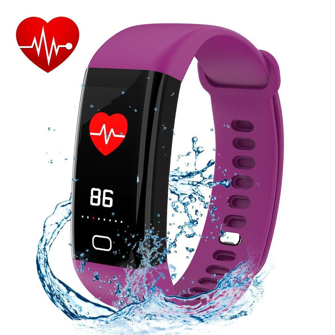 Letuboner Fitness Tracker with Heart Rate Monitor,Color Screen Activity Tracker,IP68 Waterproof Smart Wristband Pedometer (purple)