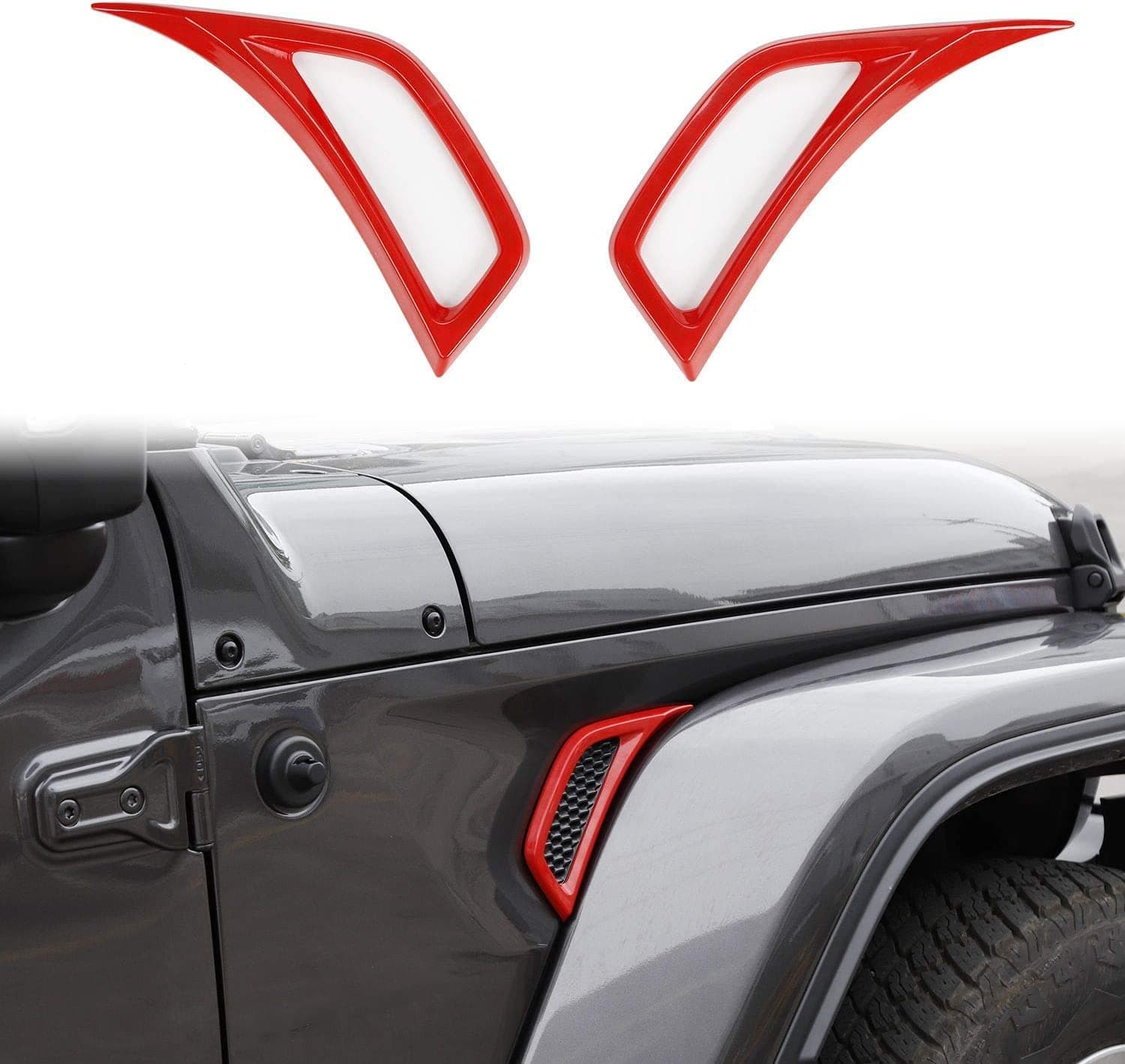 Voodonala for Jeep JL Side Air Conditioning Vent Outlet Decoration Trim for 2018-2023+ Jeep Wrangler JL JLU Gladiator JT, ABS Red