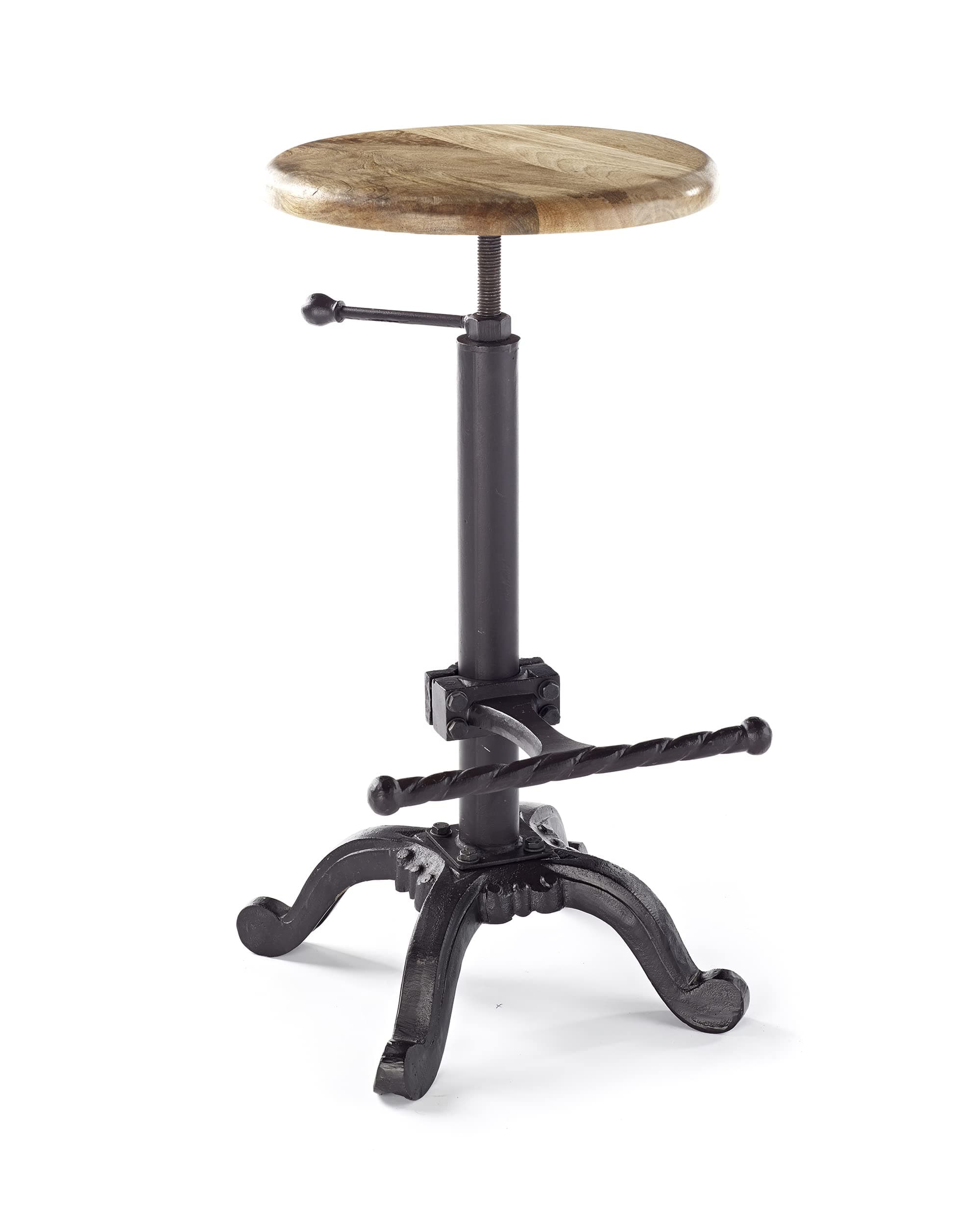 Industrial urban rustic bar stool wooden top shabby vintage chic kitchen pub seat adjustable